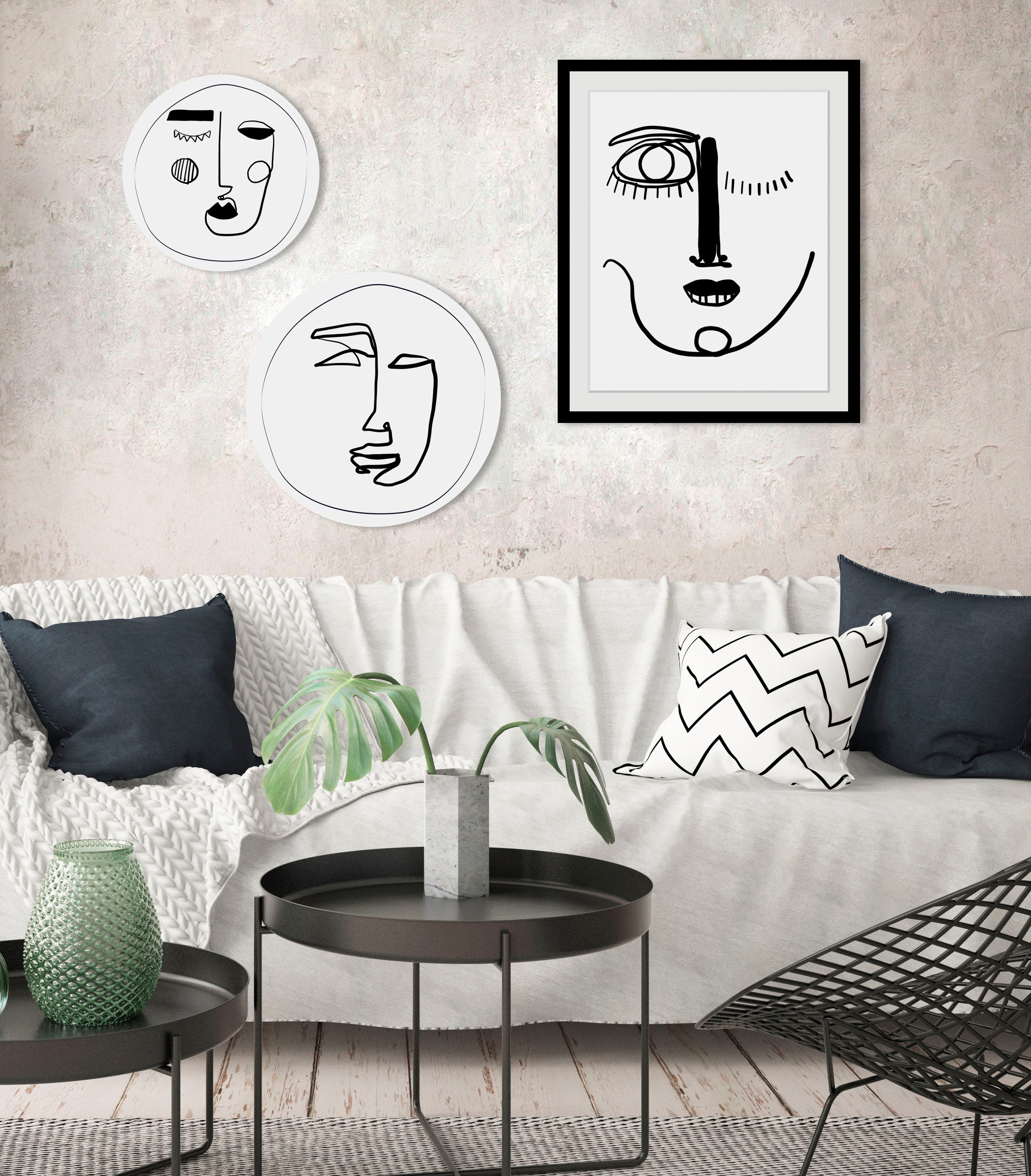 queence Bild »Elisabeth«, Abstrakt-Kunst-Gesicht-Schwarz-Weiß, (1 St.), HD günstig online kaufen