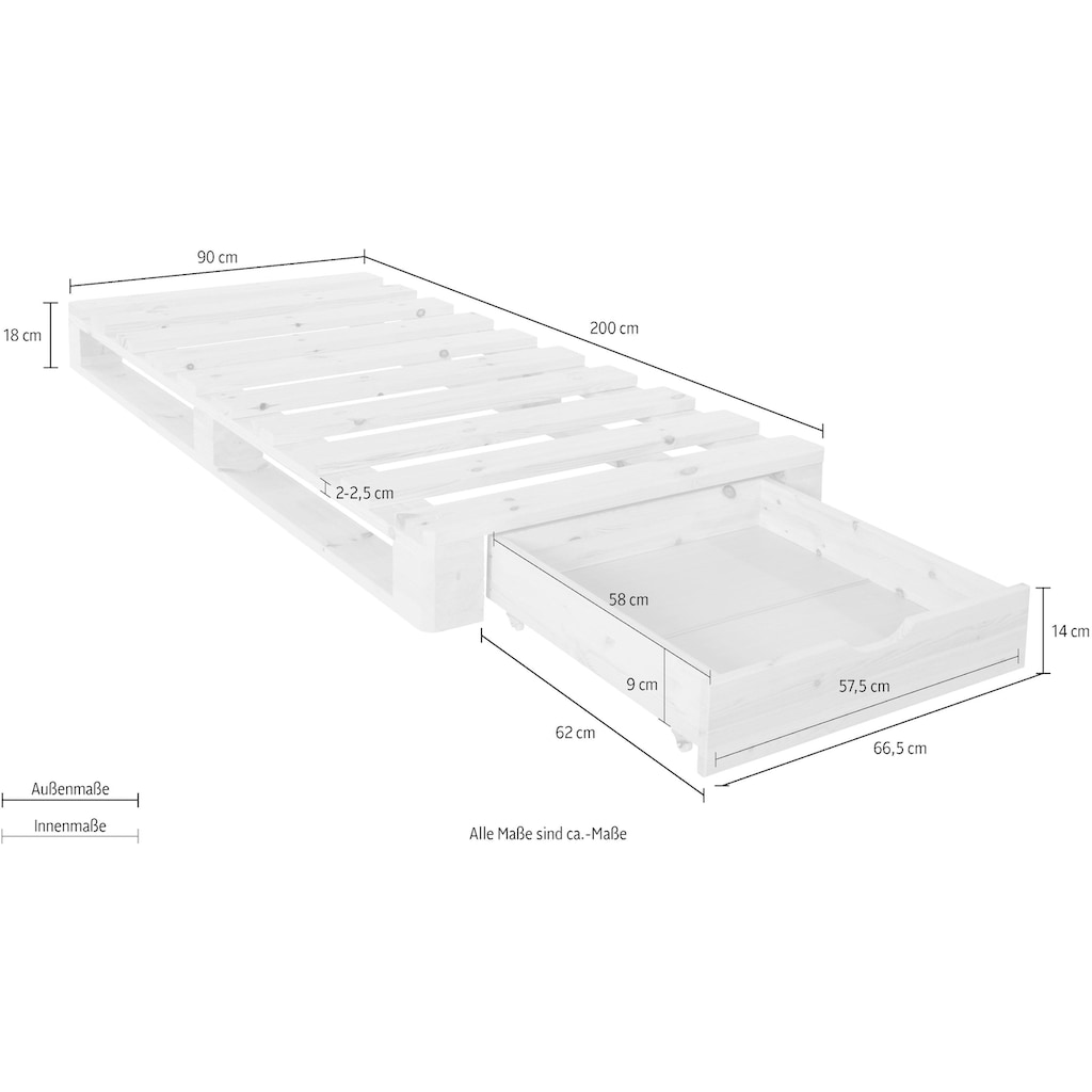 Home affaire Palettenbett »"ALASCO " BESTSELLER! Mit Schublade«