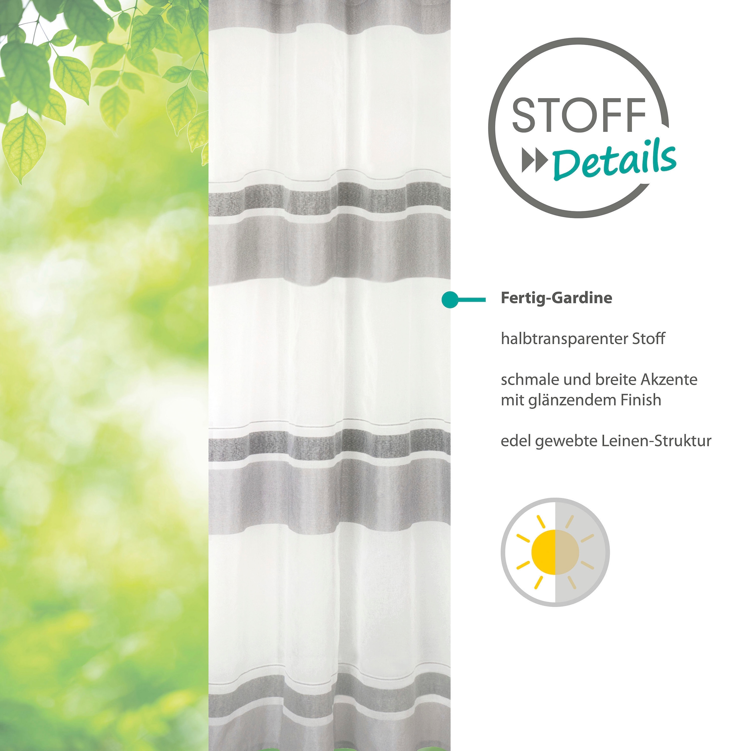decolife Gardine »Vilmar«, (1 St.), mit schmalen und breiten Streifen