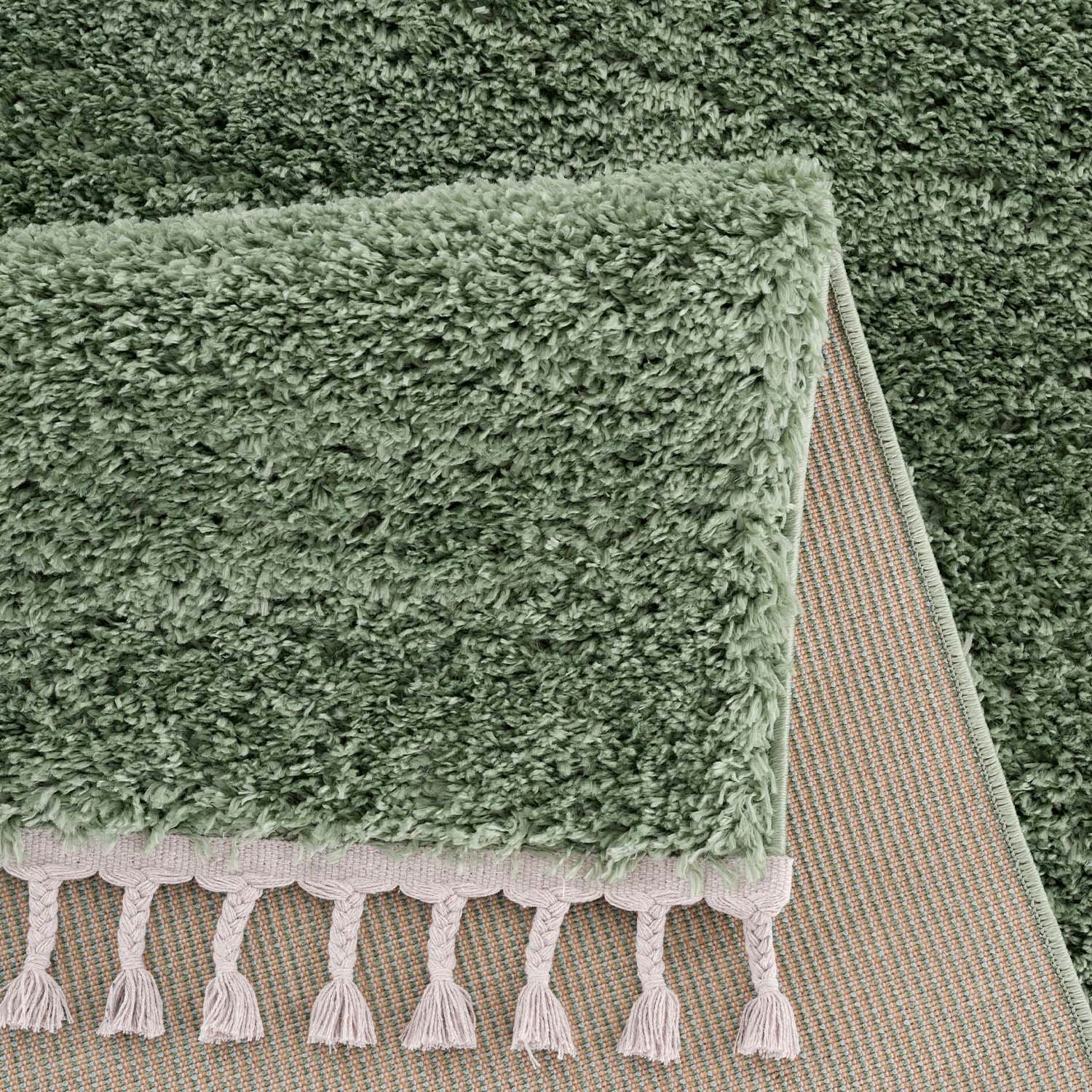 Carpet City Hochflor-Teppich »Pulpy 100«, rechteckig, 30 mm Höhe, Läufer, weich, mit Fransen, uni, viele Größen, Wohnzimmer, Schafzimmer