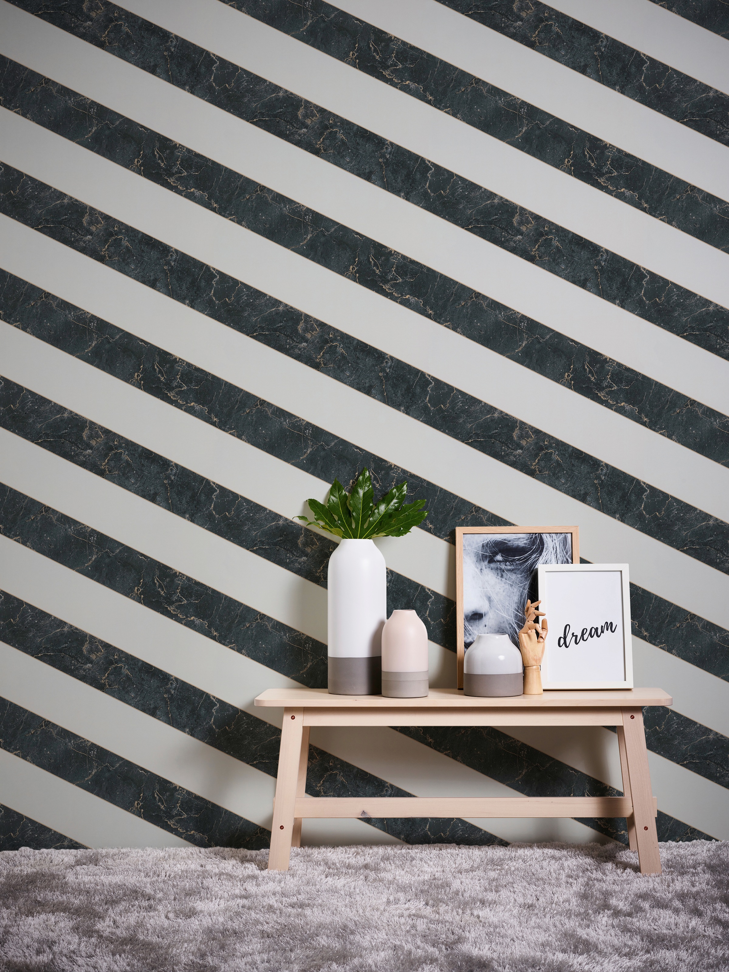 METROPOLIS BY MICHALSKY LIVING Vliestapete »Change is good, Modern Marble«, Streifen-gestreift-mehrfarbig, Designertapete Tapete Marmor Glatt Glänzend Tapeten Wohnzimmer modern