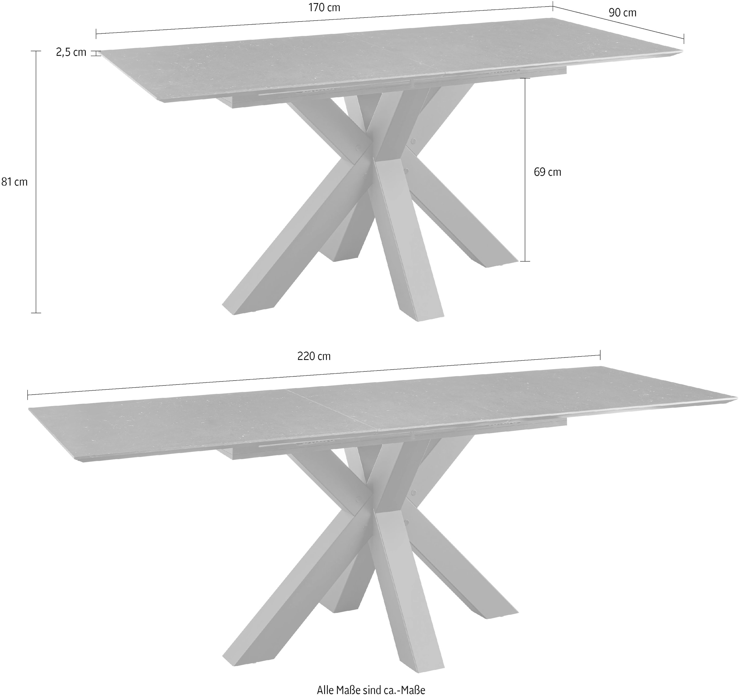 set one by Musterring Esstisch »New Atlanta« Platte rechteckig mit schweizer Kante, ausziehbar, Stern-Gestell