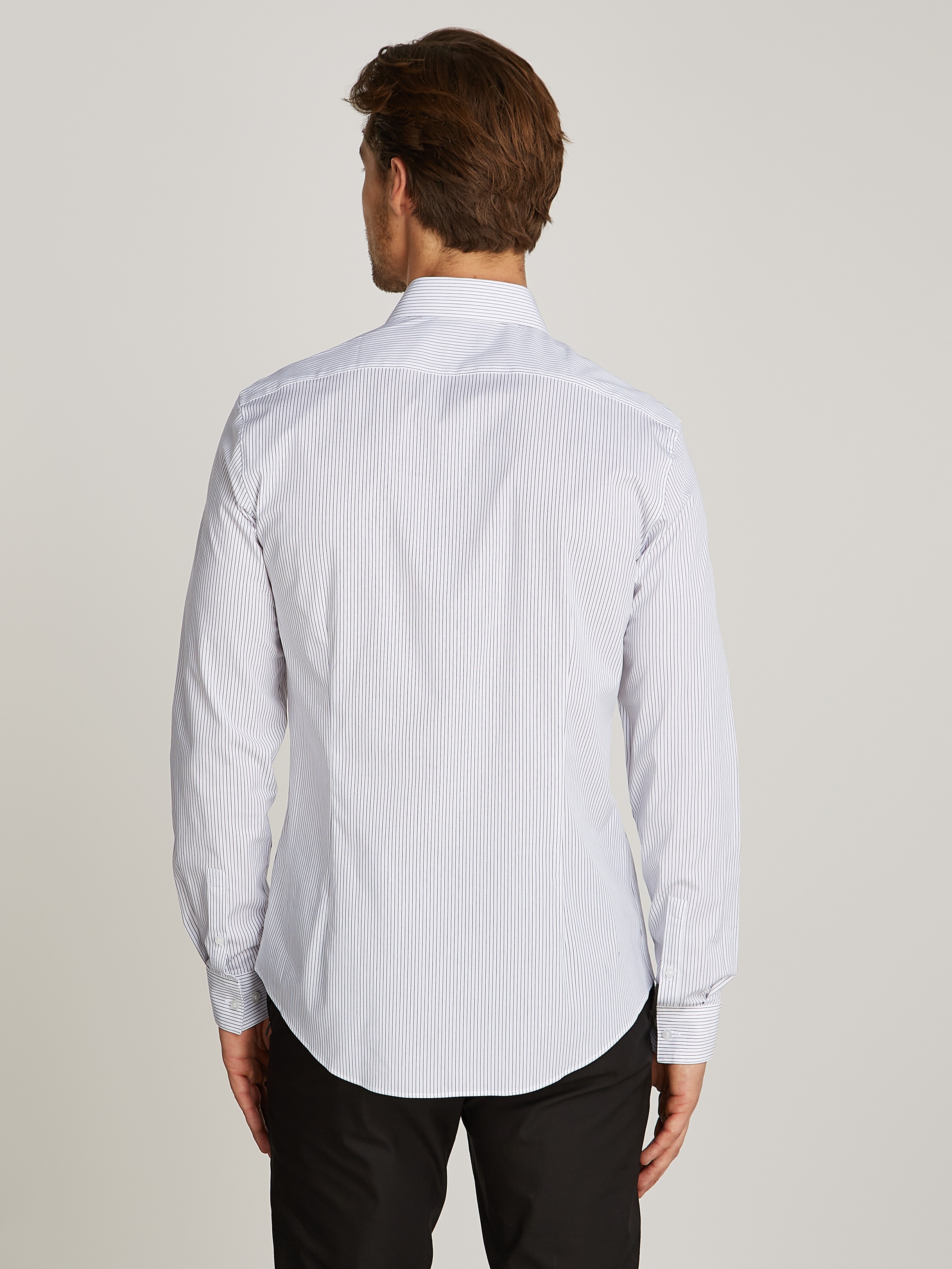Calvin Klein Langarmhemd »POPLIN STRIPE SLIM SHIRT«, in gesteifter Optik