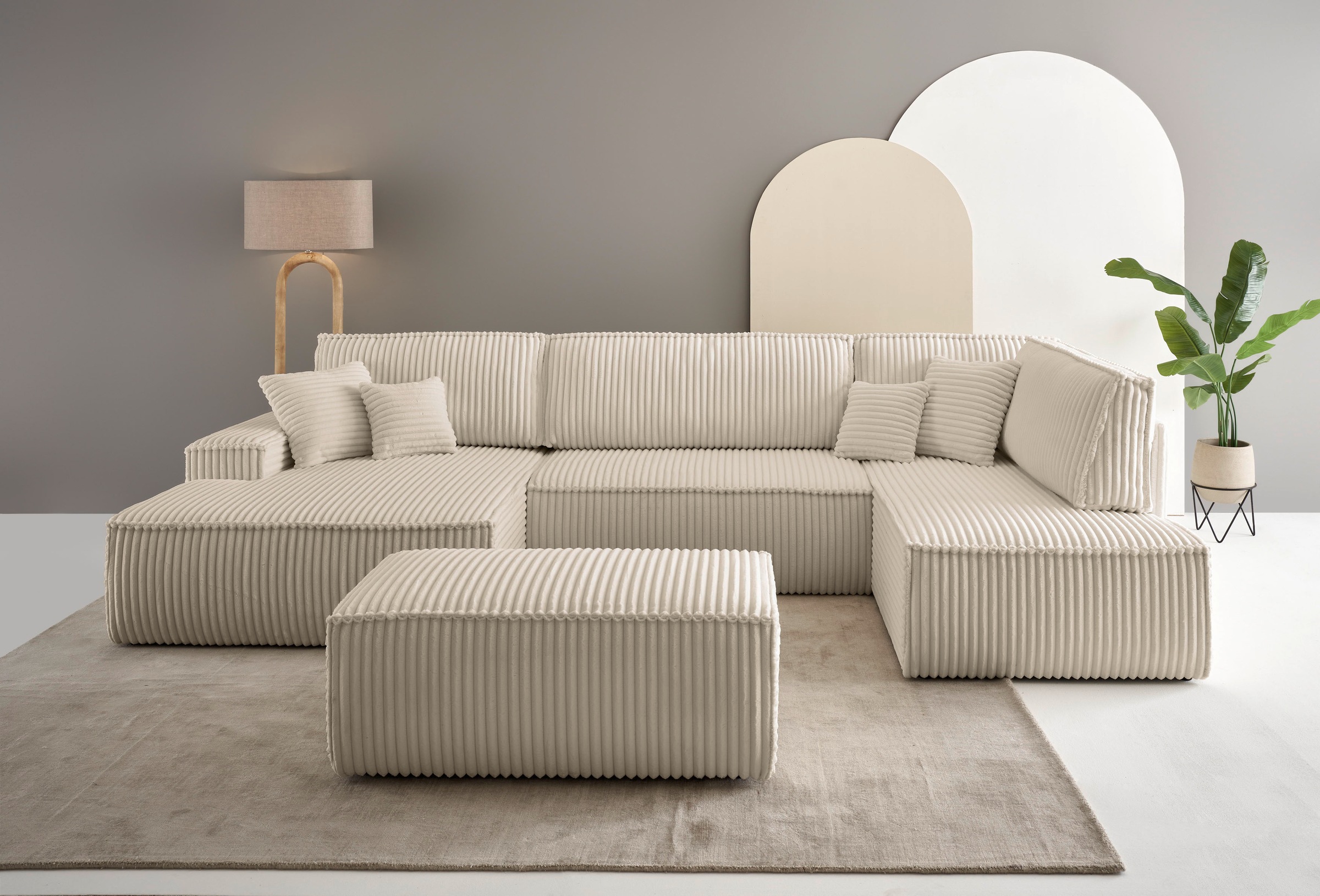 OTTO home Wohnlandschaft »FINNLEY, U-Form XXL 329 cm, Schlafsofa, Schlaffun günstig online kaufen