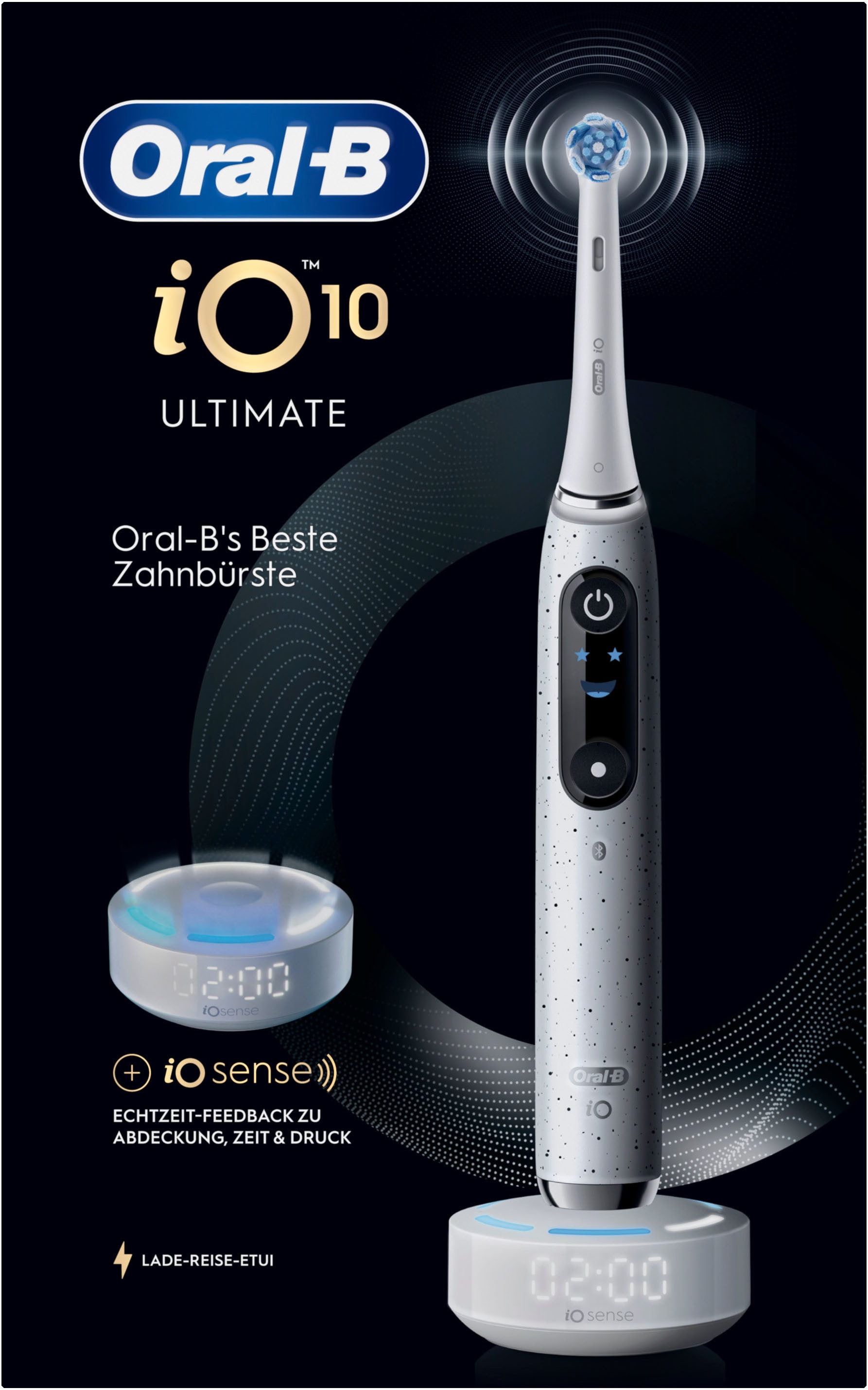 Oral-B Elektrische Zahnbürste »Oral-B iO Series 10« 1 Stk. Aufsteckbürsten iO Sense Zahnputz-Coach | Schnellladestation | Langanhaltender Akku