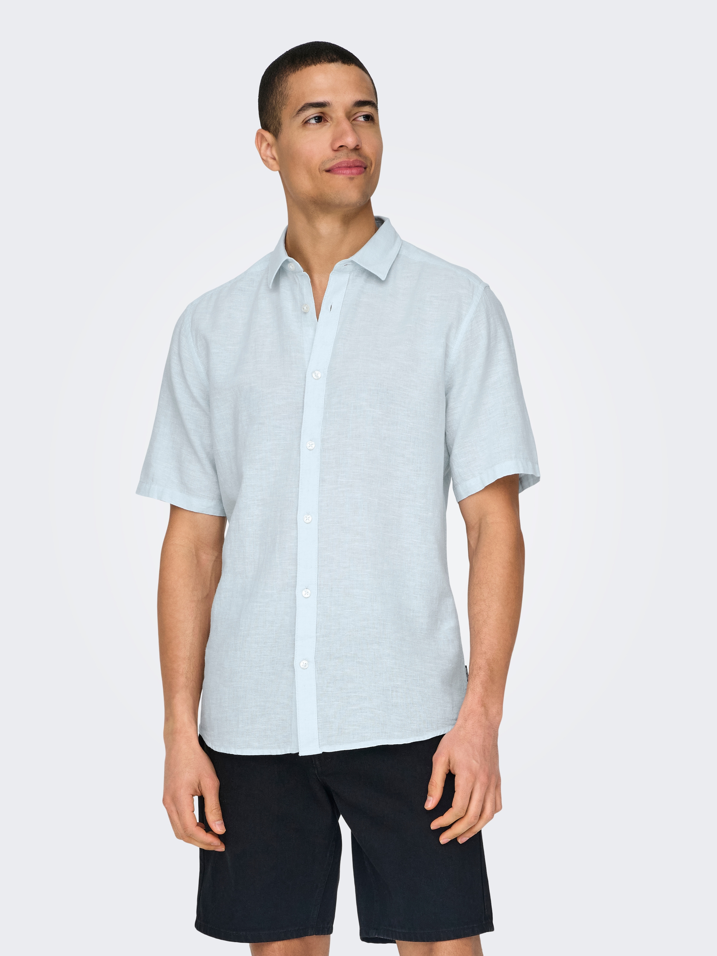 ONLY & SONS Kurzarmhemd »ONSCAIDEN SS SOLID LINEN SHIRT NOOS« Baumwollmischung mit Leinen, slim fit