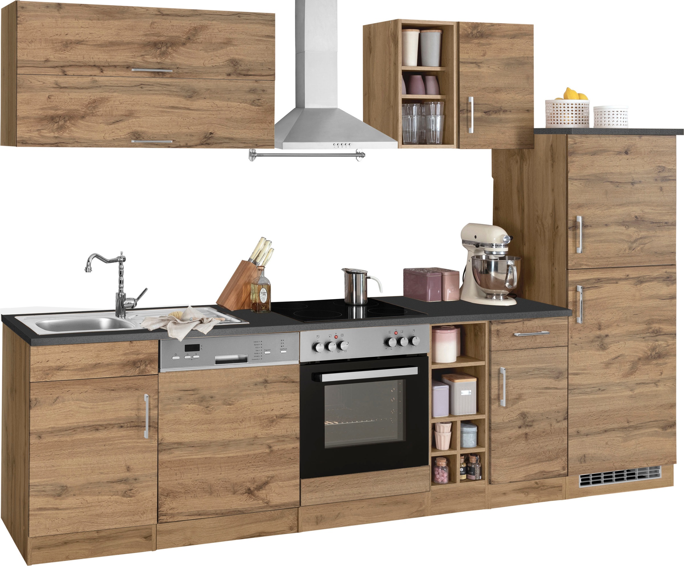 KOCHSTATION Küchenzeile »KS-Colmar«, mit E-Geräten, Breite 300 cm
