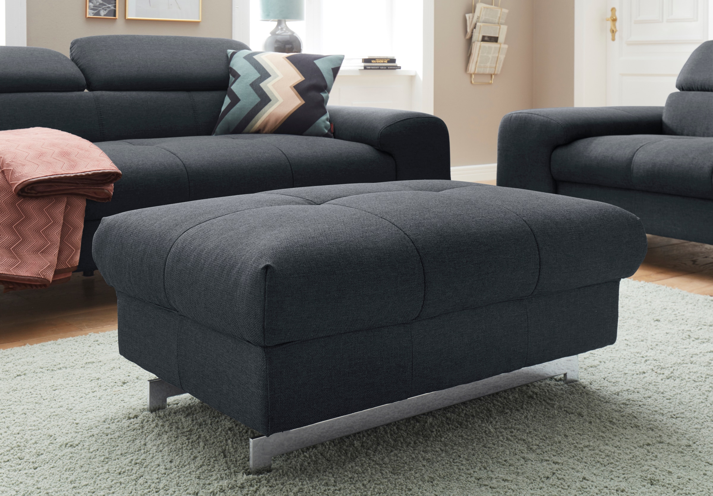 COTTA Polstergarnitur »Chef L-Form«, (Set, 2 tlg.), Set bestehend aus: Ecksofa mit Kopfteilverstellung & Hocker
