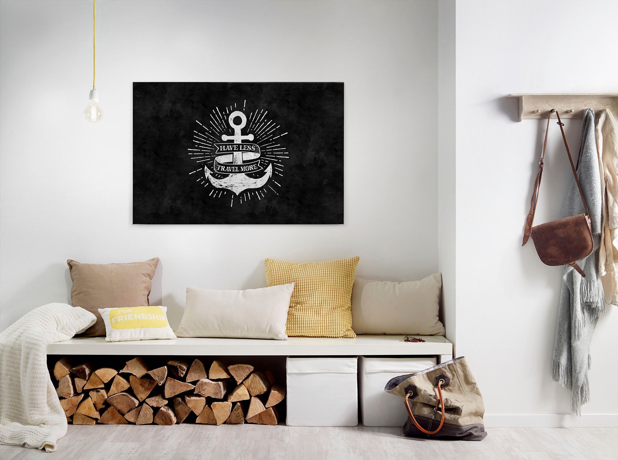 Bricoflor Tattoo Wandbild Mit Anker Wohnzimmer Und Küchen Leinwandbild In S günstig online kaufen