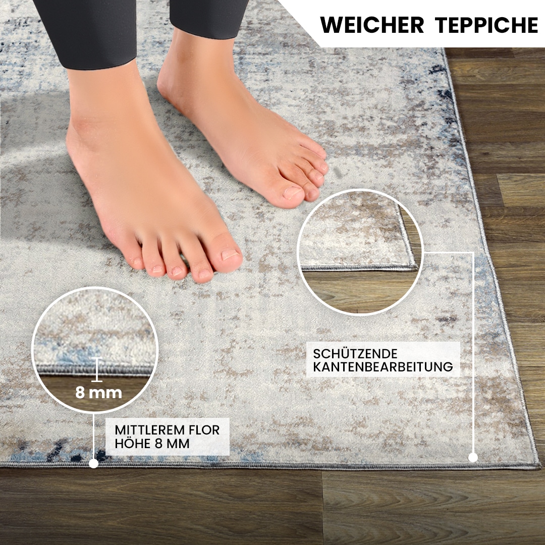 Livabliss Teppich »UTRECHT«, rechteckig, 9 mm Höhe, Designerteppich in Marmor Optik, Kurzflor Wohnzimmerteppich/Läufer
