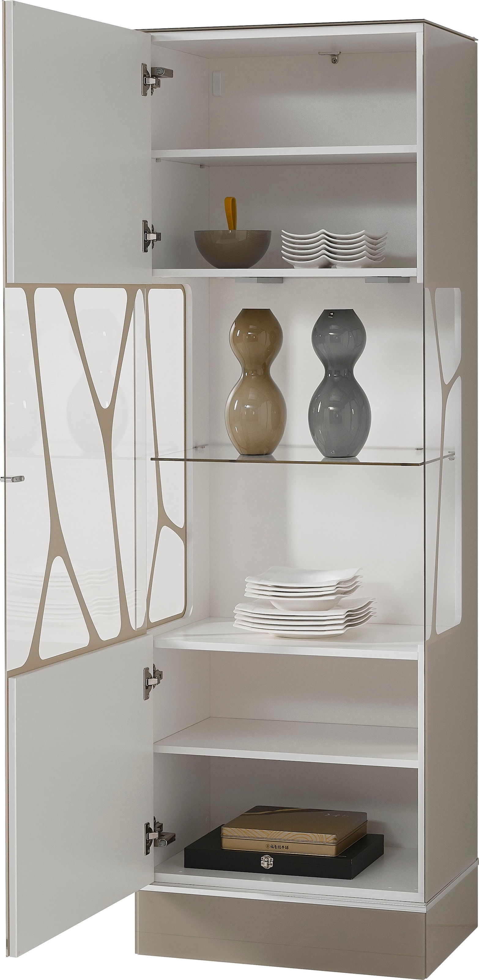 LEONARDO Vitrine »Cube«, mit Sicherheitsglas und edlem MDF Holz, Höhe 192 cm