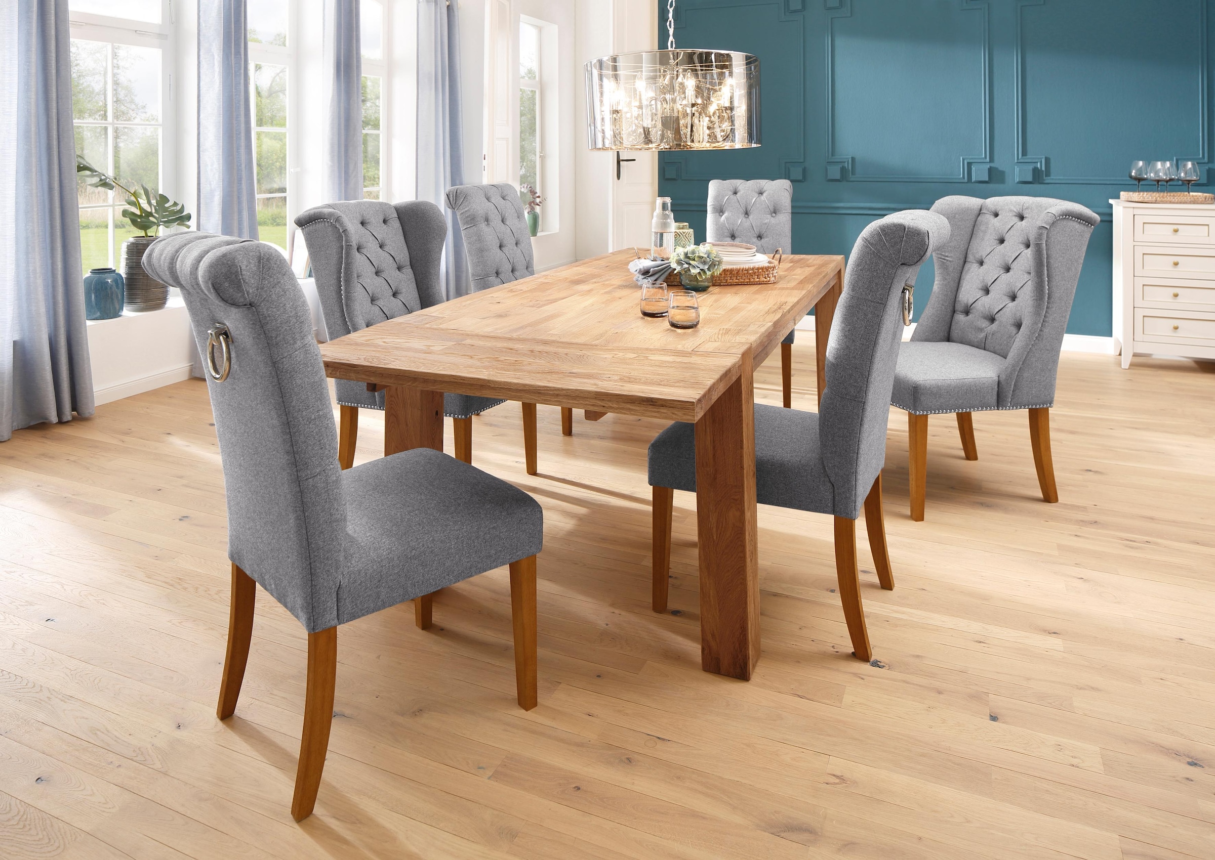 Home affaire Esszimmerstuhl »Liao, TOPSELLER!, OTTOs Choice«, (Set), Webstoff-Struktur (100% Polyester), 2er-Set, mit edler Knopfheftung in der Rückenlehne