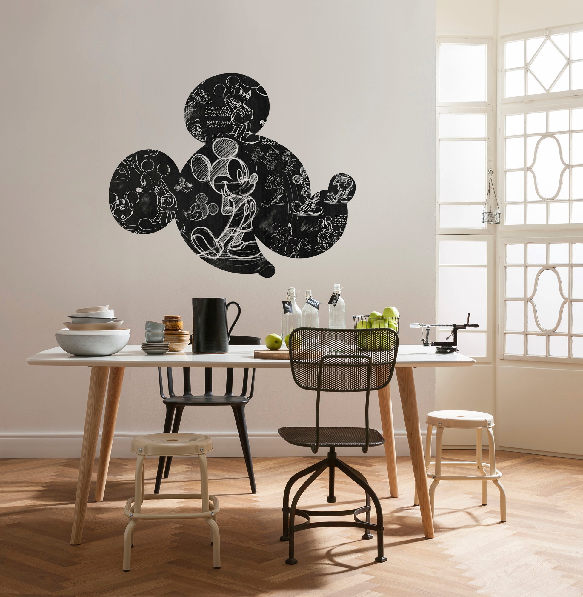 Komar Vliestapete »Vlies selbstklebend - Mickey Head Illustration - Größe 125 x 125 cm«, bedruckt, Kinderzimmer