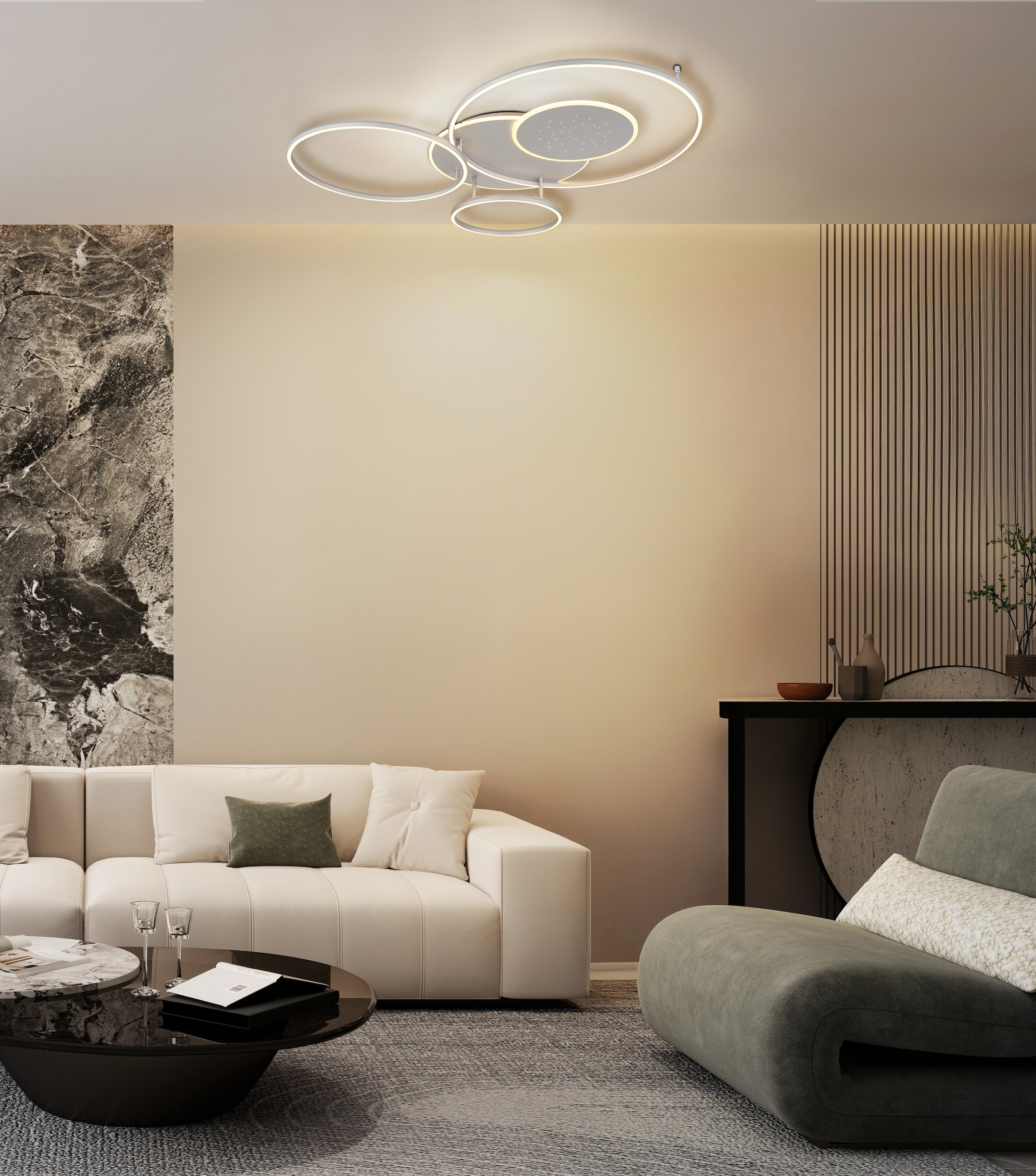 GLOBO LIGHTING Deckenleuchte »JOHNSON« LED-Modul 1 Stk. Smarte LED-Deckenleuchte, dimmbar, Fernbedienung, flexibel