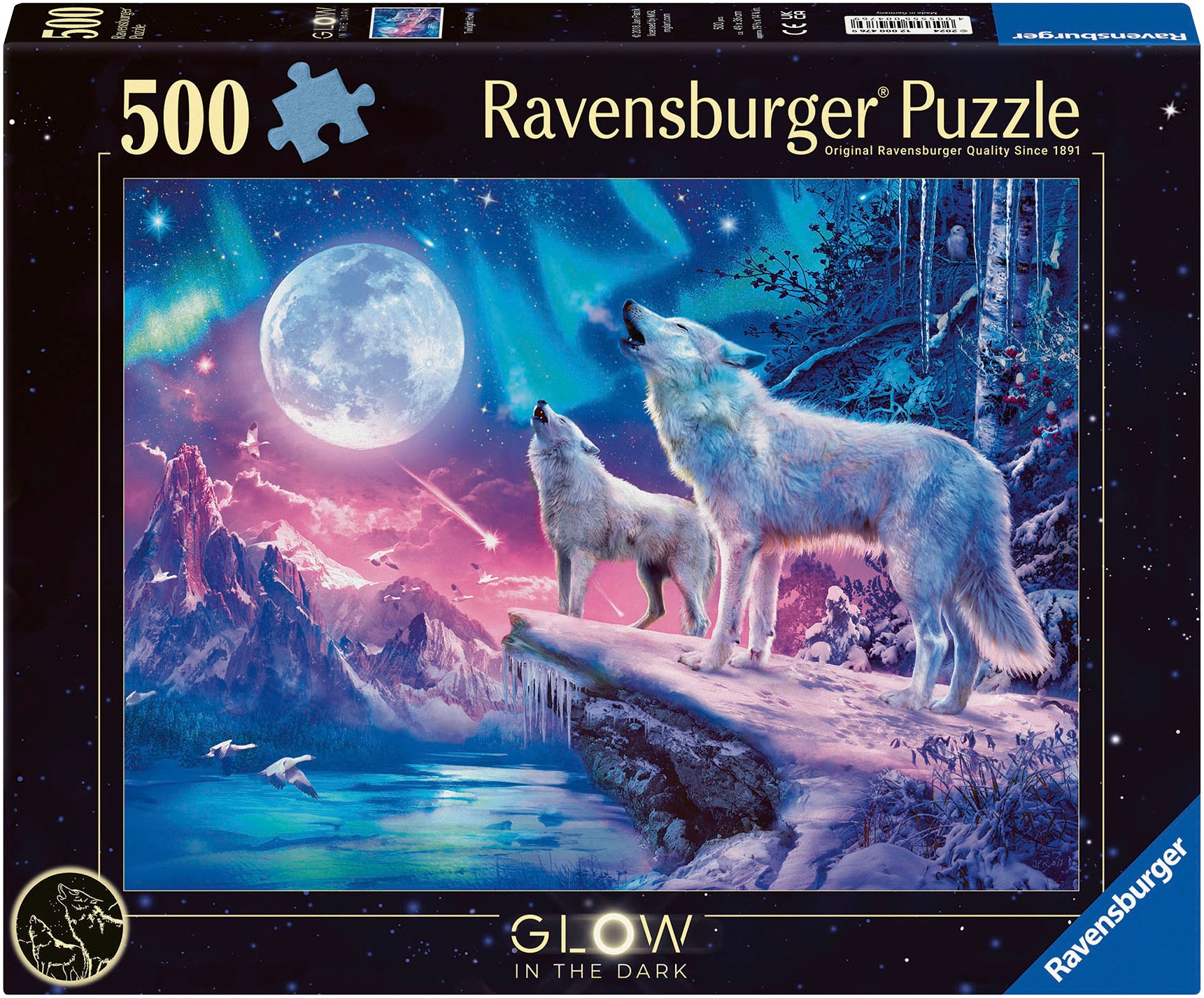 Ravensburger Puzzle »Glow in the Dark, Wolf im Nordlicht«, Made in Germany