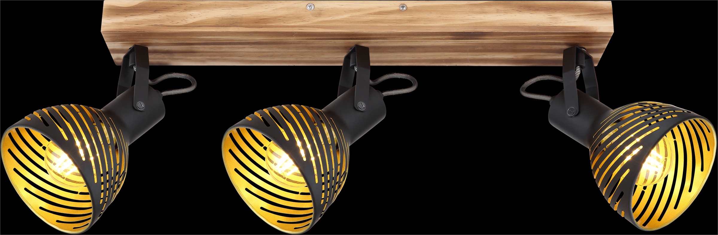 GLOBO LIGHTING Deckenstrahler »LENNA«, Leuchtmittel E27 | ohne Leuchtmittel, Deckenspot/Holz/goldfarben/Dekorschlitze/Flur