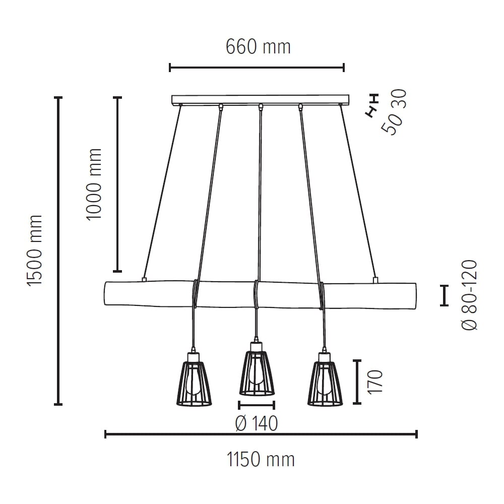 SPOT Light Pendelleuchte Raten »TRABO«, auf Ø cm, kaufen 8-12 Hängeleuchte, Massivholzbalken mit Naturprodukt, 3 flammig-flammig, Kürzbar