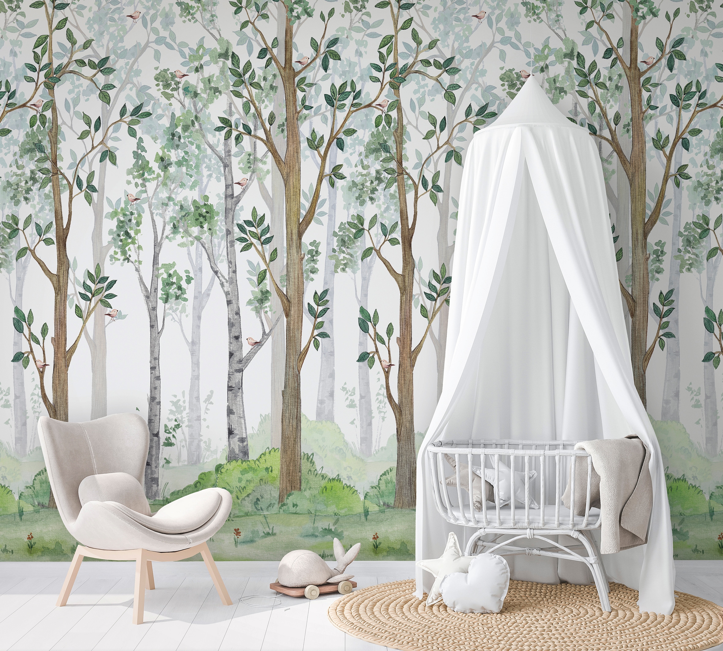 Marburg Kindertapete, Wald-matt, moderne Tapete für Wohnzimmer Schlafzimmer Küche
