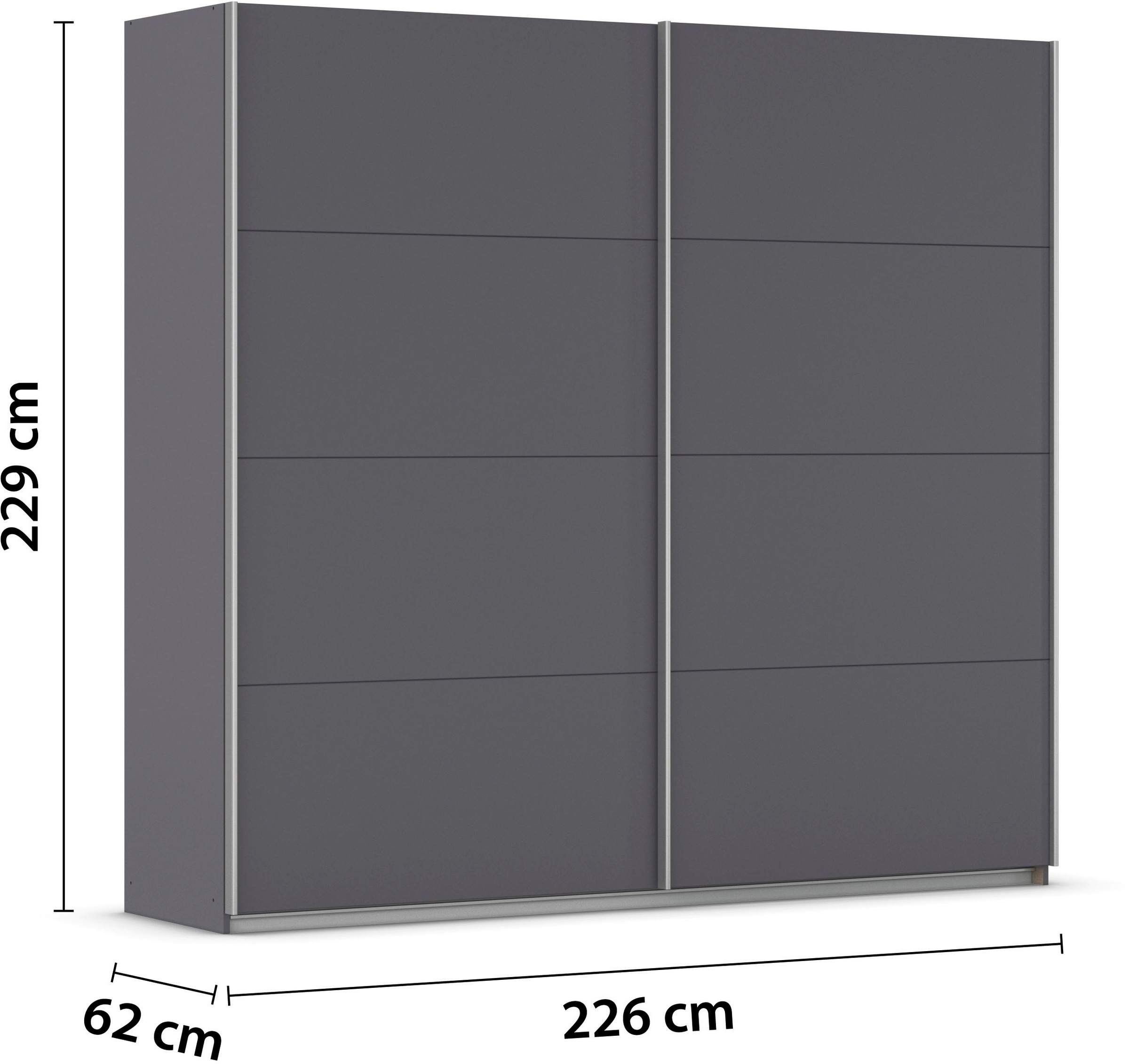 INOSIGN BY RAUCH Schwebetürenschrank »Kleiderschrank Schrank Garderobe Schlafzimmerschrank THANOS«, (in 3 verschiedenen Ausstattungen BASIC/CLASSIC/PREMIUM), Optional mit Spiegel, Metall-Griffleisten alufarben MADE IN GERMANY