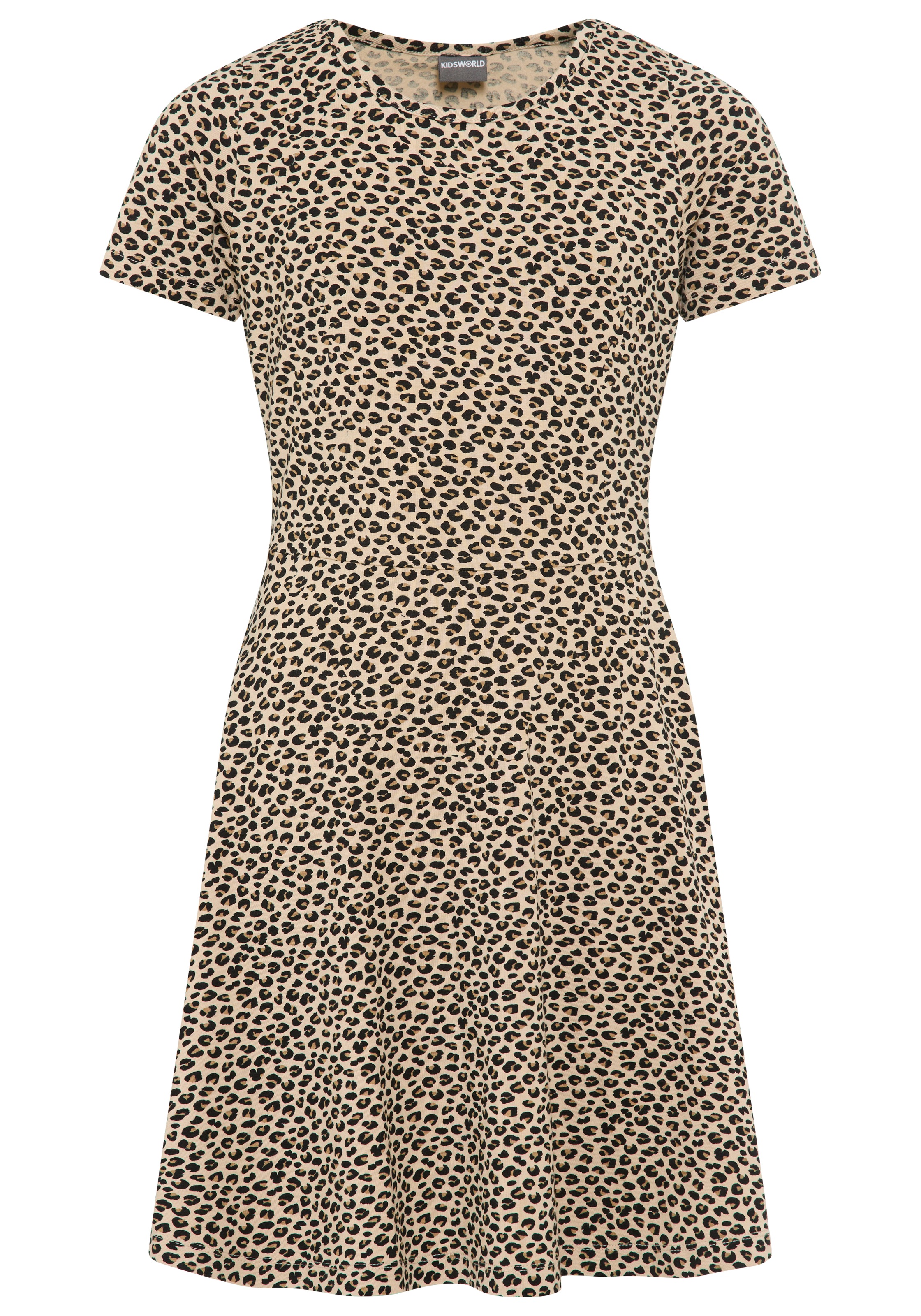 KIDSWORLD Jerseykleid »Shirtkleid in Leo-Musterung«, Shirtkleid in Leo-Optik, unten austestellt