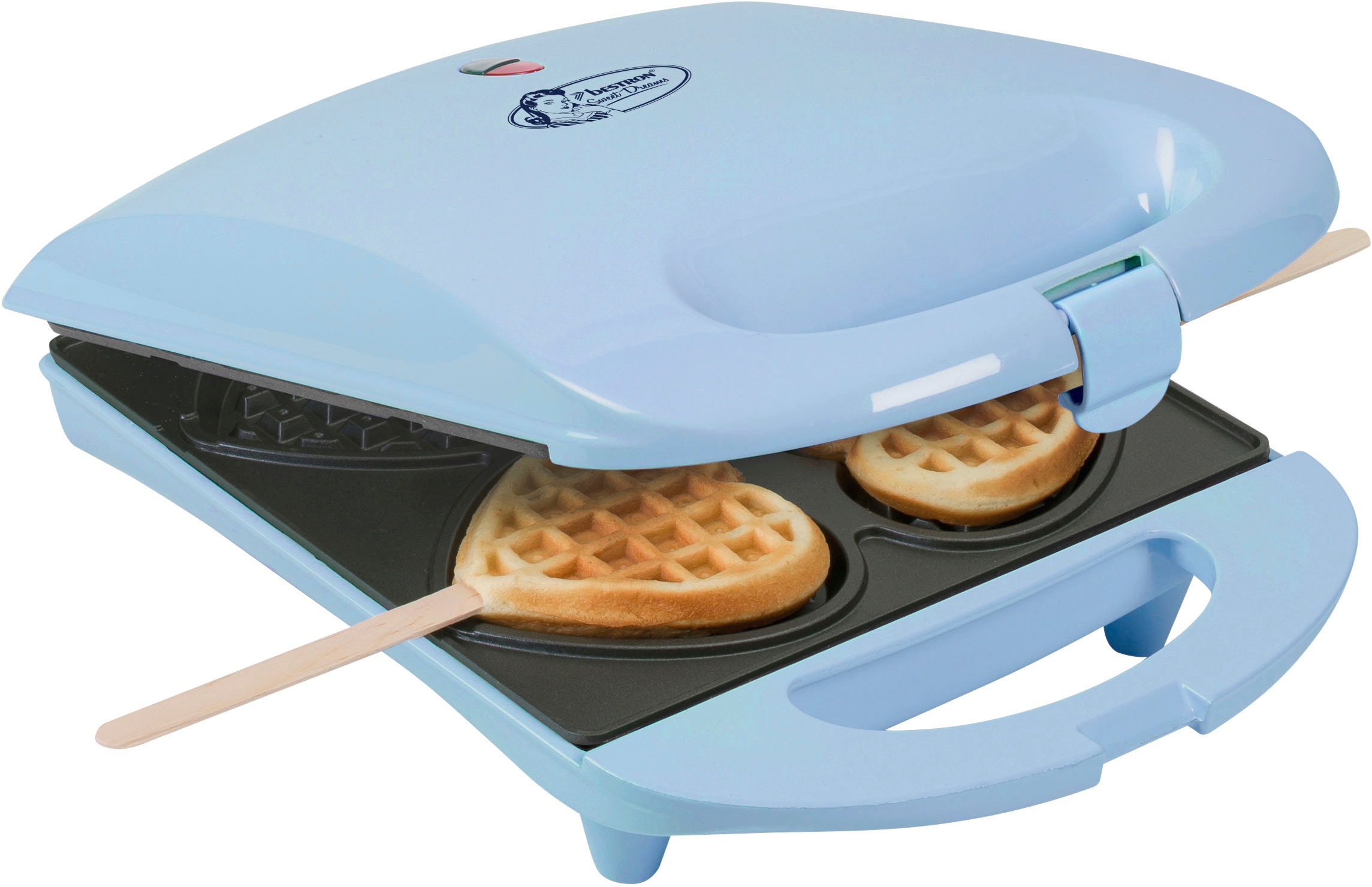 bestron Waffeleisen »DSW271 für Herzwaffeln am Stiel«, 780 W, für Herzwaffeln am Stiel, Retro Design