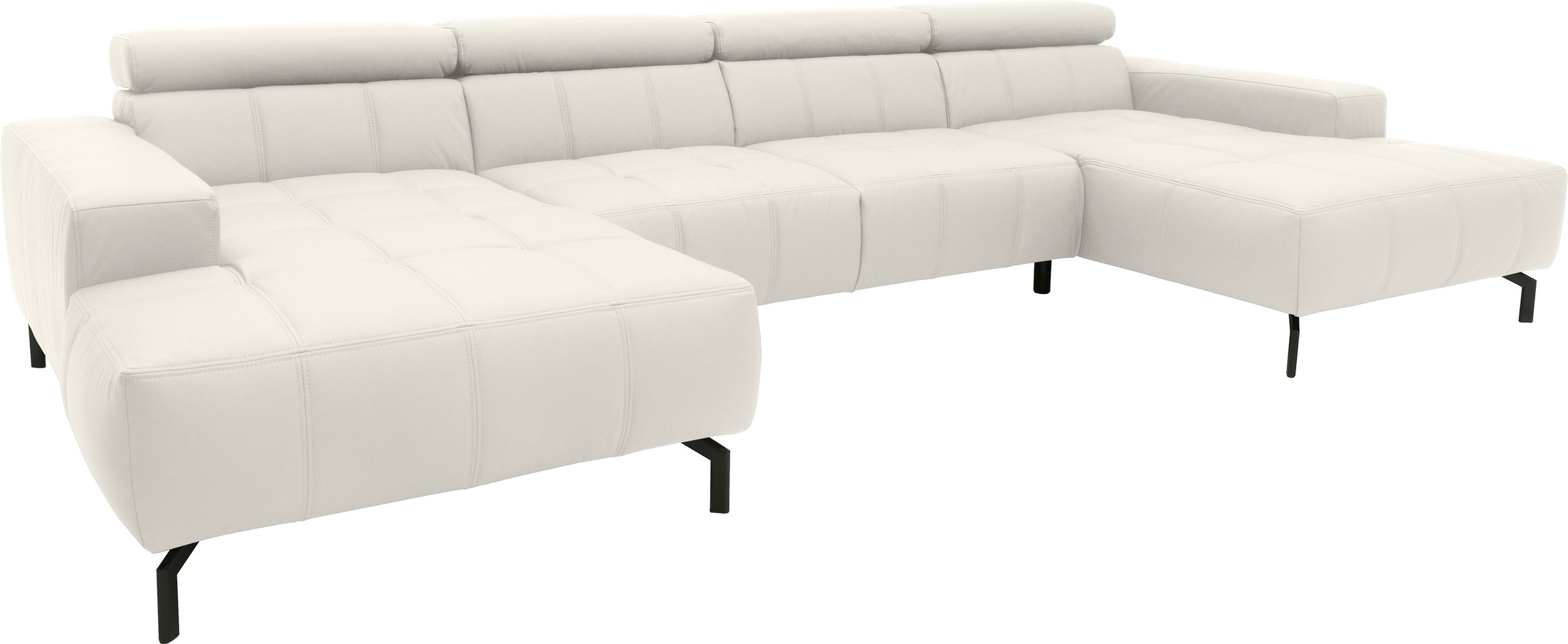 DOMO collection Wohnlandschaft »Cunelli tolle Sitznähte als Designelement, fester Sitzkomfort, U-Form«, wahlweise mit Kopfteilverstellung, bodenfrei