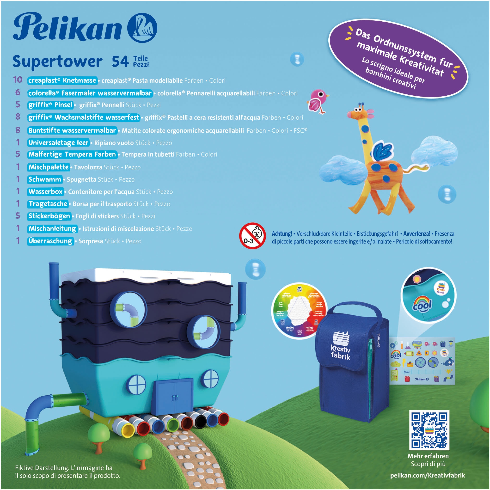 Pelikan Kreativset »Kreativfabrik - Supertower«, Inklusive Tragetasche, Made in Germany