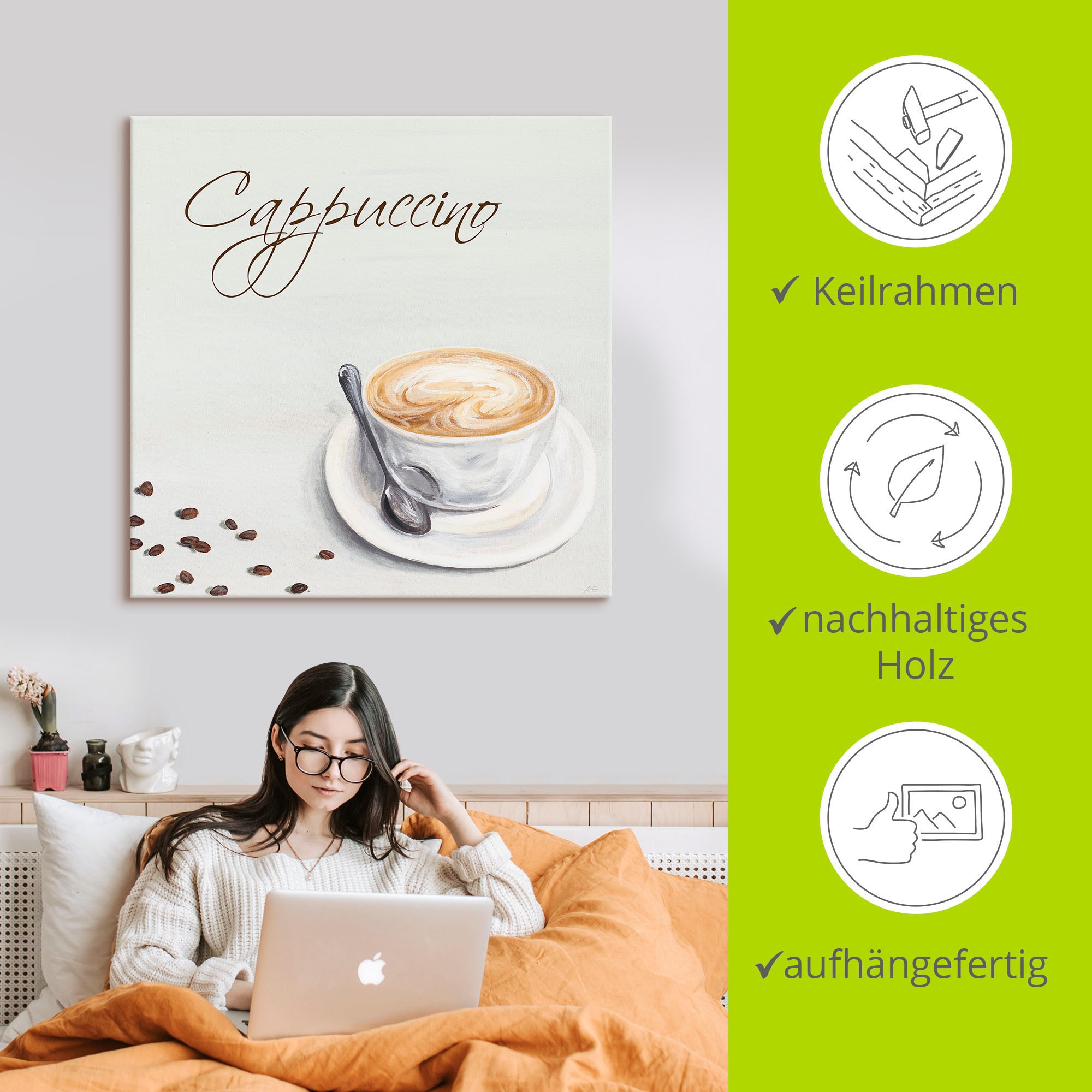 Artland Leinwandbild »Cappuccino II«, Getränke, (1 St.), auf Keilrahmen gespannt
