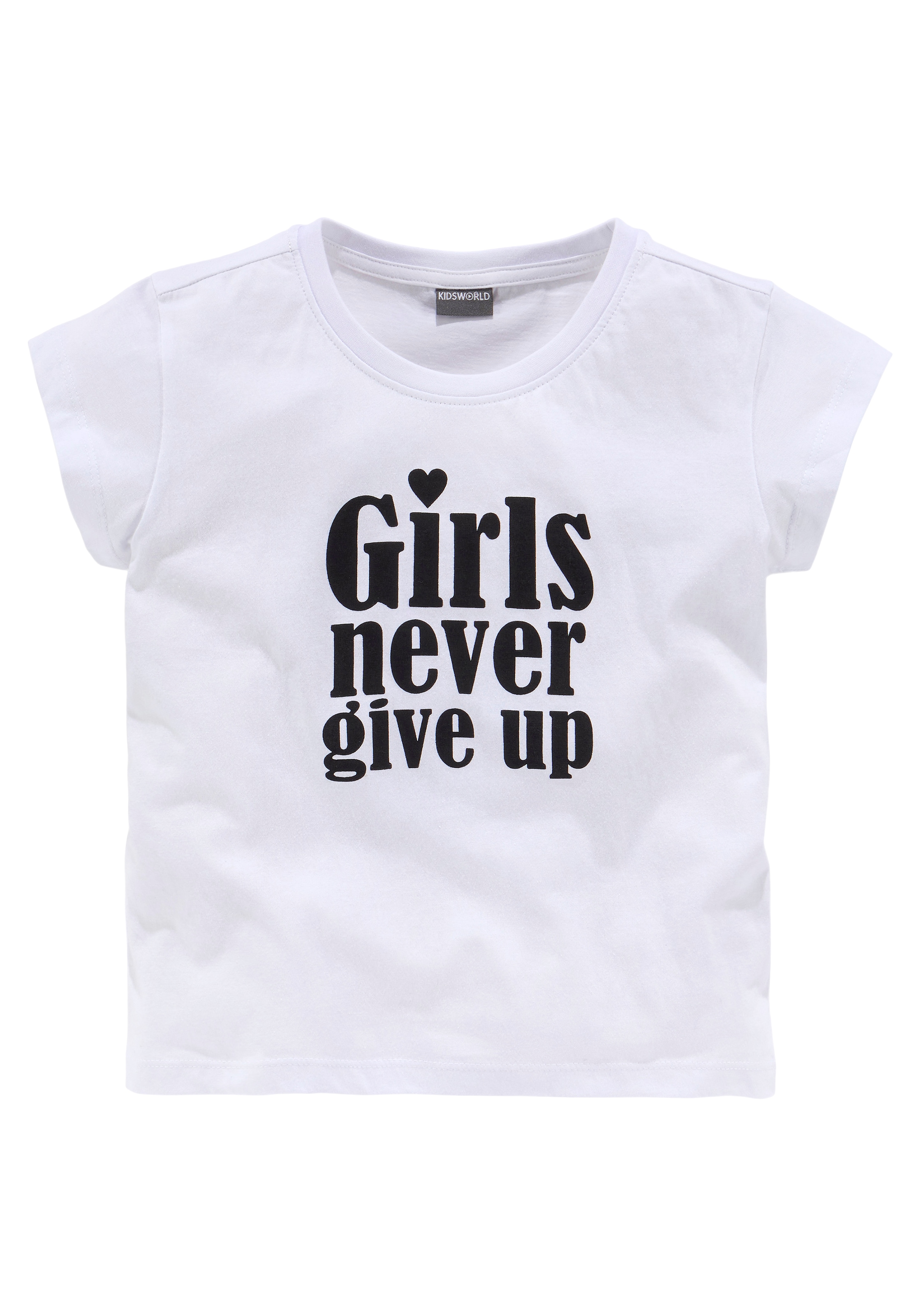 KIDSWORLD T-Shirt »Girls nerver Form jetzt kurze %Sale up«, give im modische