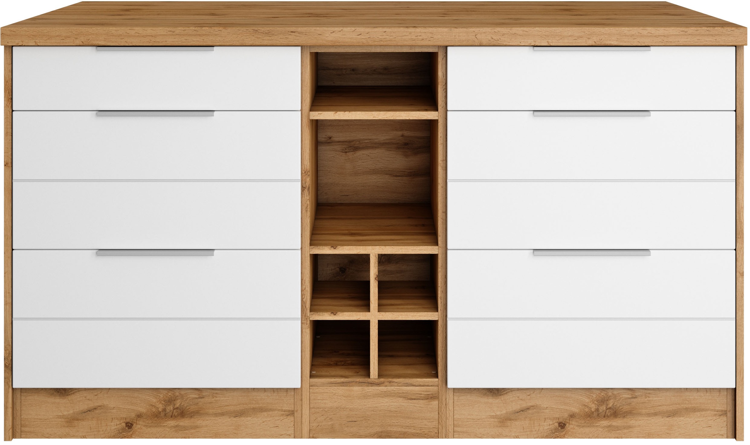 KOCHSTATION Kücheninsel »KS-Luhe, Breite 153 cm, mit Flaschenregal«, MDF-Fronten, Arbeitsplatte 38mm stark