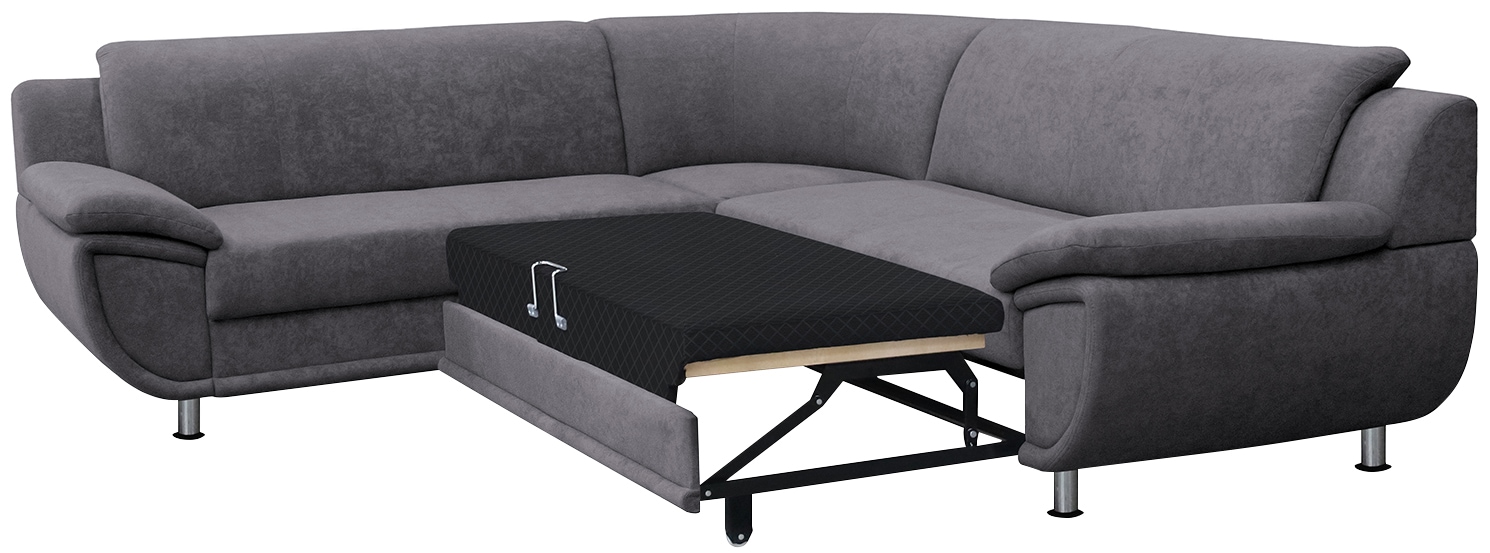 TRENDMANUFAKTUR Ecksofa »Rondo wahlweise mit Schlaffunktion, bequeme Armlehnen, Bestseller«, L-Form, wahlweise mit Federkern bestellbar, Füße chromfarben