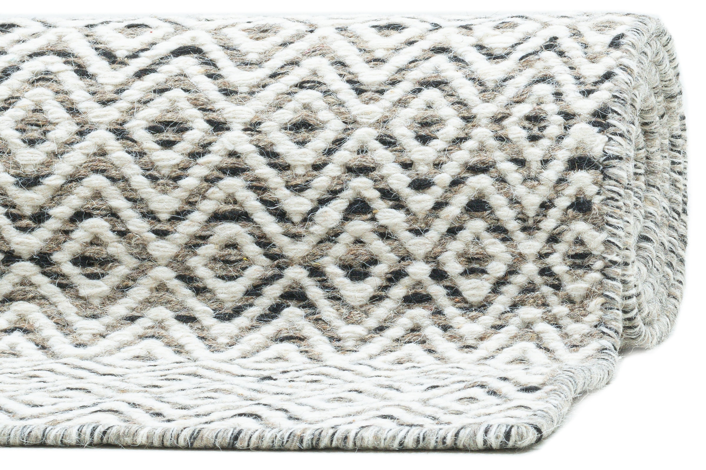 THEKO Wollteppich »Trondheim PO-502«, rechteckig, 10 mm Höhe, Handweb Teppich, Flachgewebe, reine Wolle, handgewebt, Rauten Muster