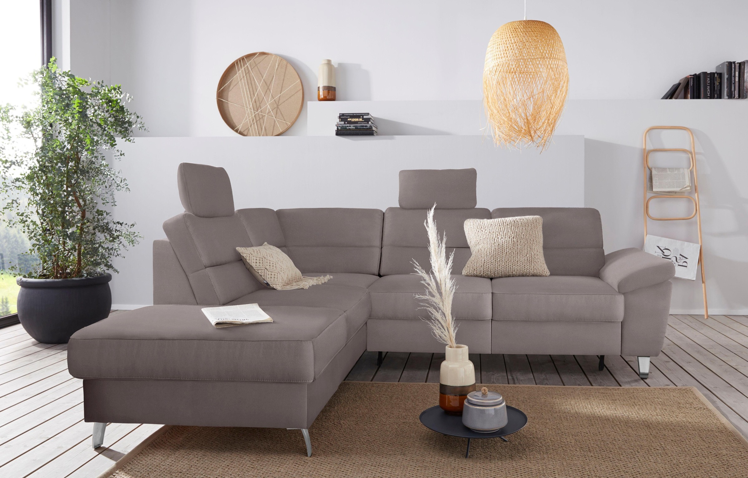 sit&more Ecksofa »Sorano L-Form«, wahlweise mit Bettfunktion und Bettkasten