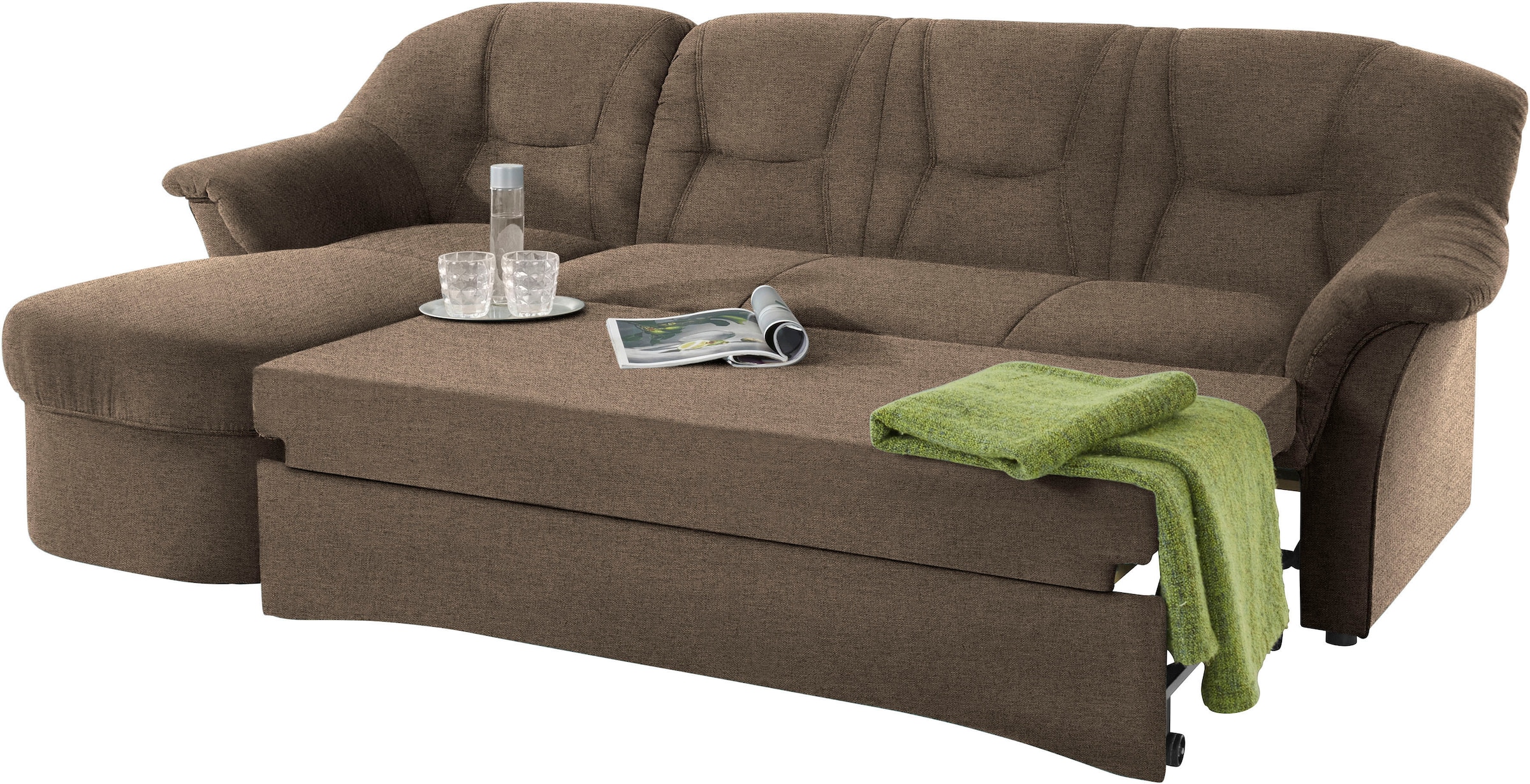 DOMO collection Ecksofa »Sarafina zeitlos und komfortabel, optional mit Federkern, L-Form«, wahlweise mit Bettfunktion