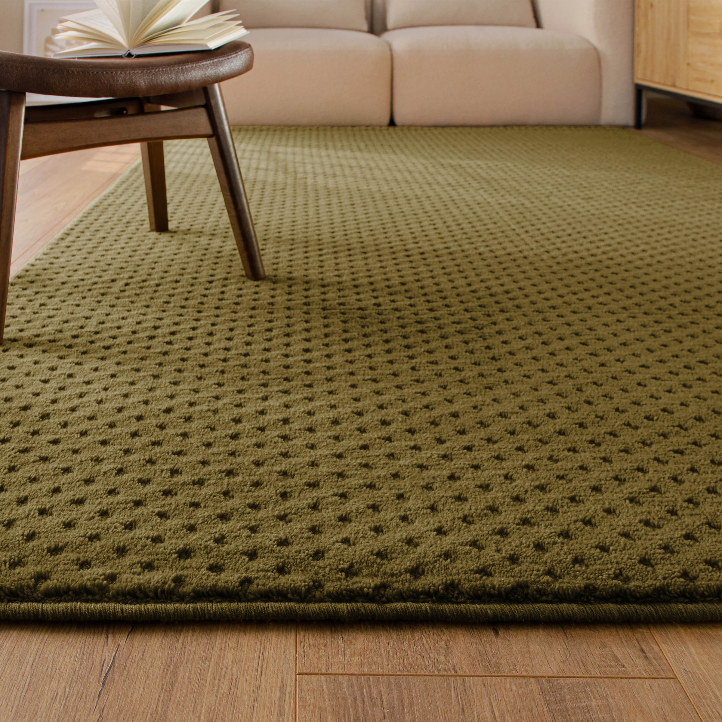 Wecon home Teppich »Castello THREE« rechteckig 7 mm Höhe Schurwolle, Kurzflor mit Hoch-Tief-Effekt, Wohnzimmer, Punktmuster