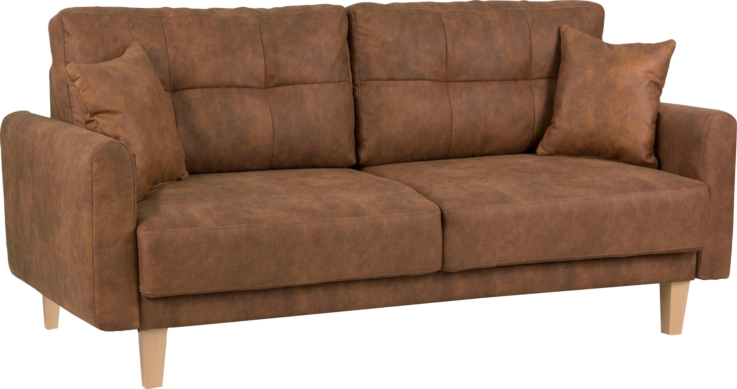 Home affaire 2-Sitzer »TRIPLO mit Wellenunterfederung, Maße B/T/H: 165/100/89 cm«, Sofa mit Steppung im Rückenbereich, incl. Rückenkissen und Zierkissen