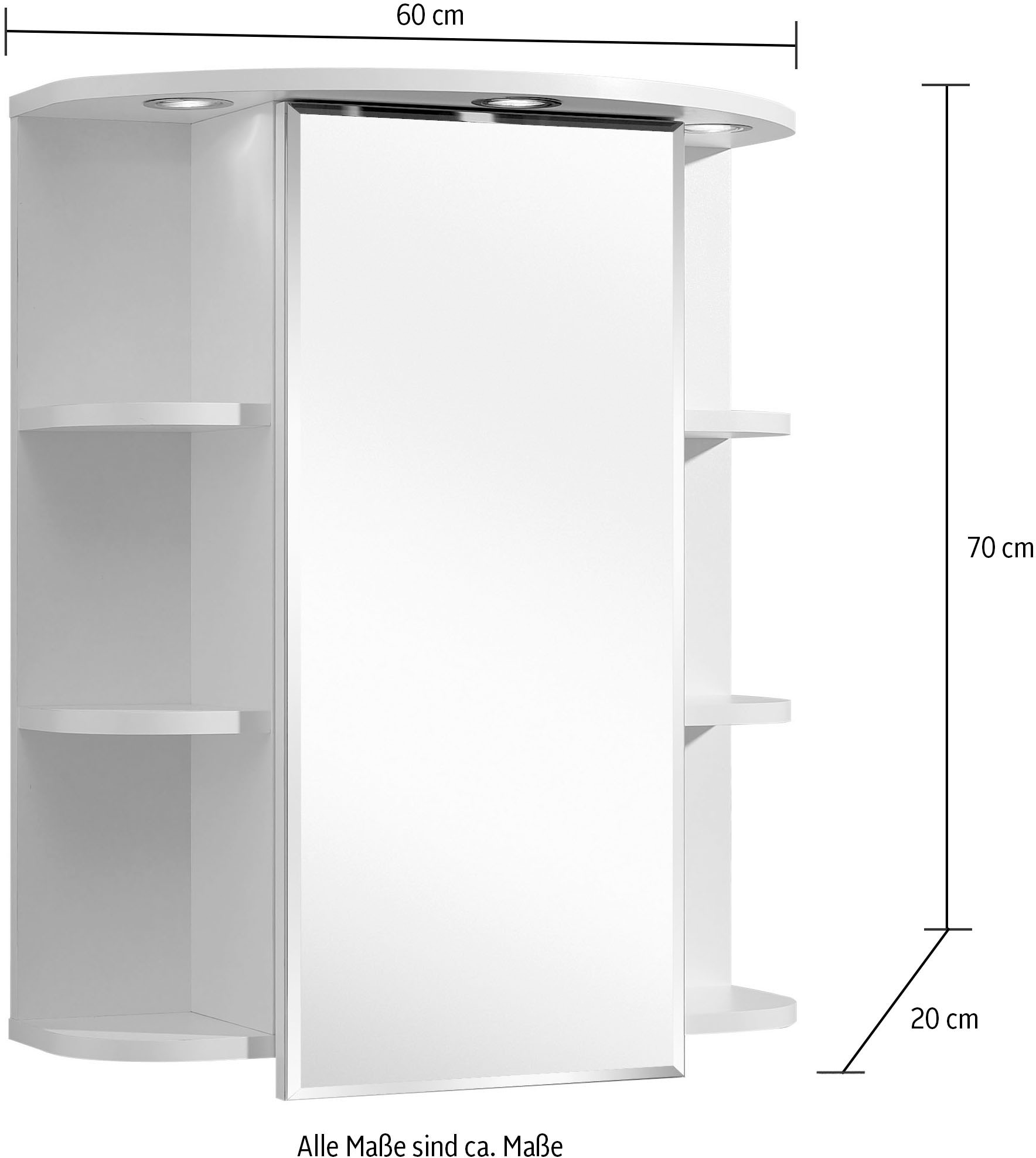 Saphir Badezimmerspiegelschrank »Quickset 335 Badschrank, 1 Spiegeltüren, 1 Einlegeböden, 60 cm breit«, inkl. LED-Beleuchtung, Türdämpfer, Schalter-/Steckdosenkombination