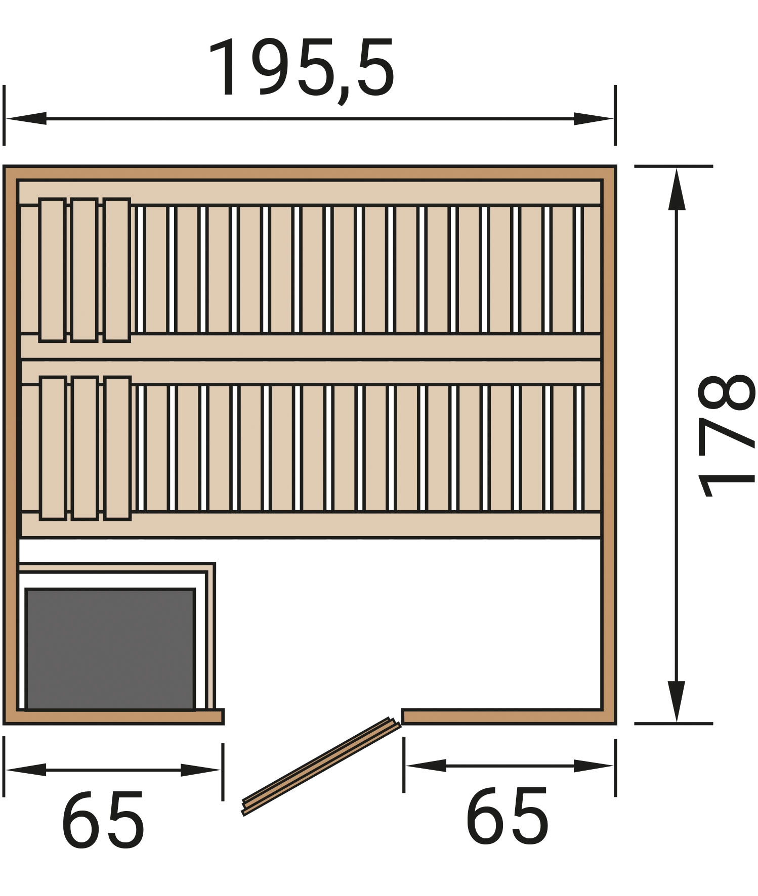 weka Sauna »Massivholzsauna BERGEN 1.8«, Blockbohlen, naturbelassenes Fichtenholz