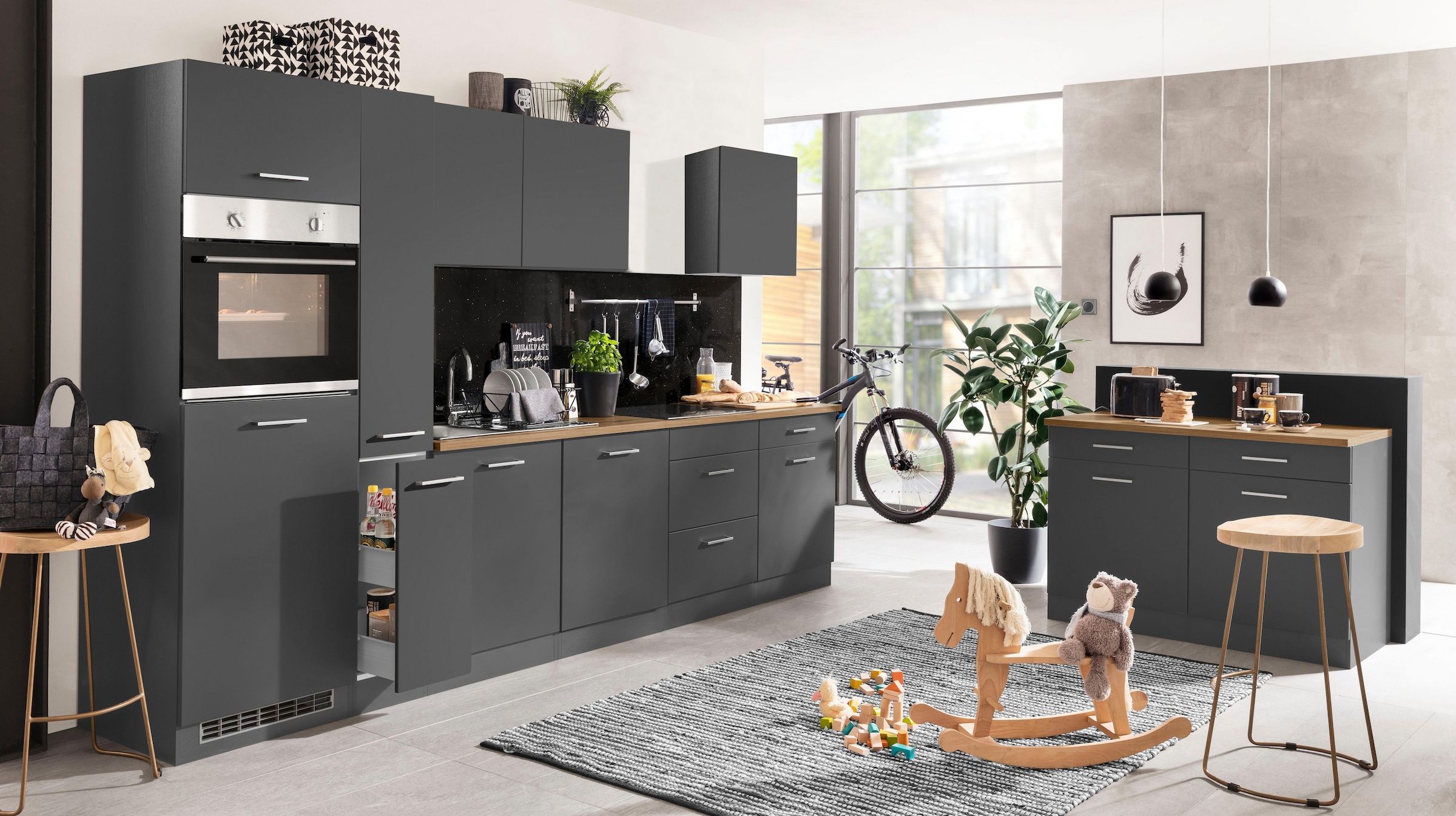 KOCHSTATION Küchenzeile »KS-Kehl«, ohne E-Geräte, Breite 330 cm, für Kühlschrank und Geschirrspüler