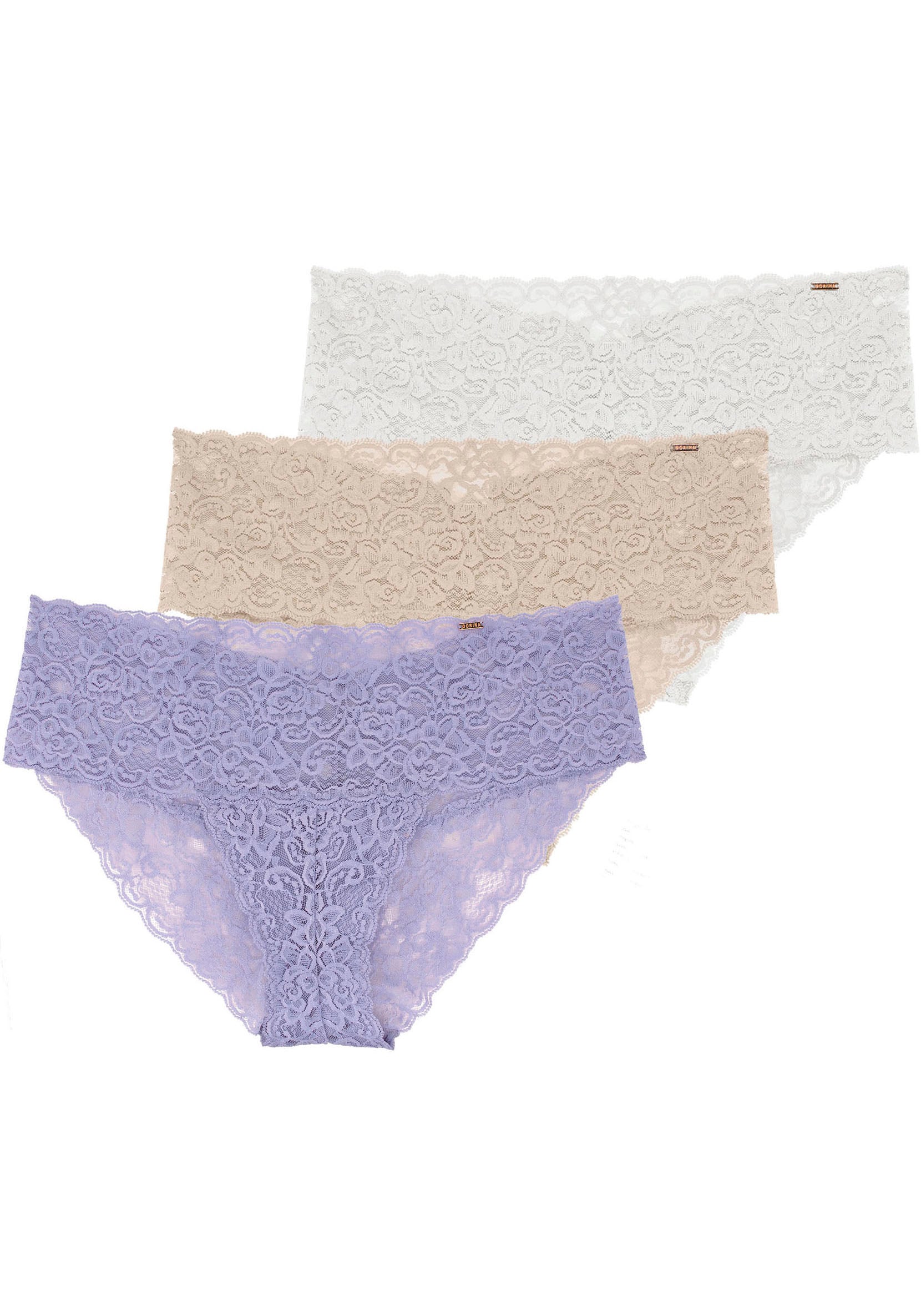 Slip »Lana«, (3er Pack), mit floraler Spitze