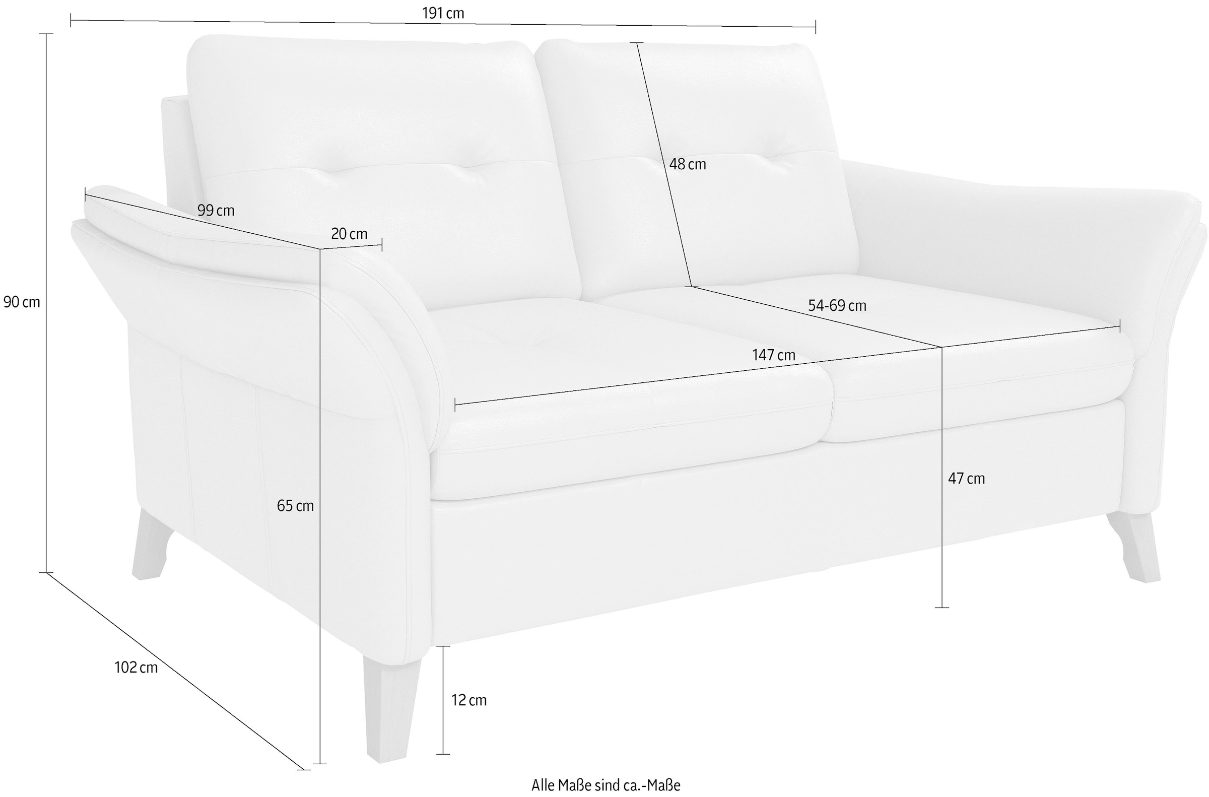 sit&more 3-Sitzer »Göteborg«, inklusive Sitztiefenverstellung und Federkern