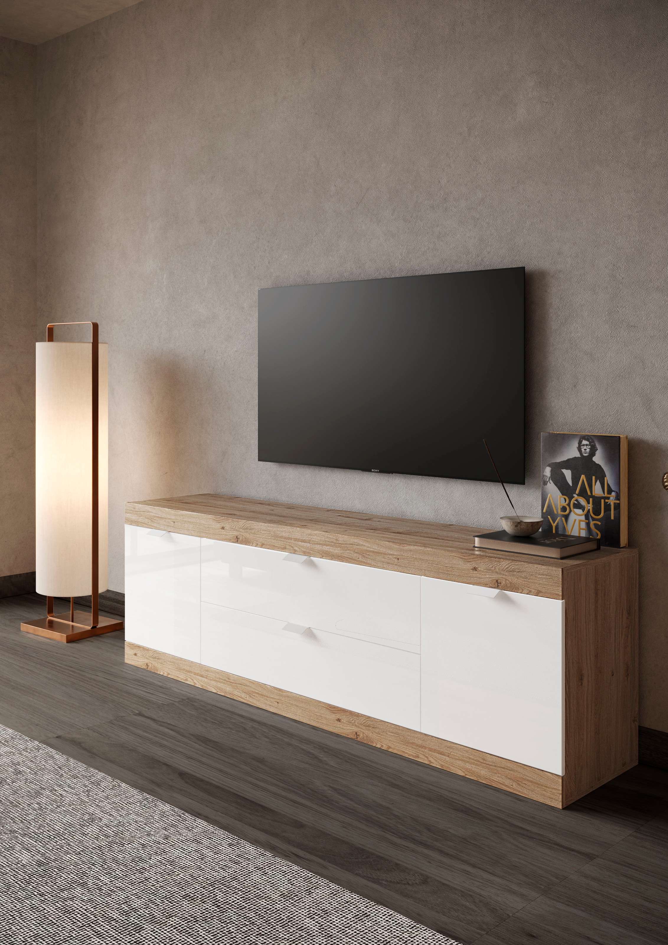 INOSIGN Lowboard »Slim, TV-Bank«, Breite 181 cm, weiß Hochglanz Lack
