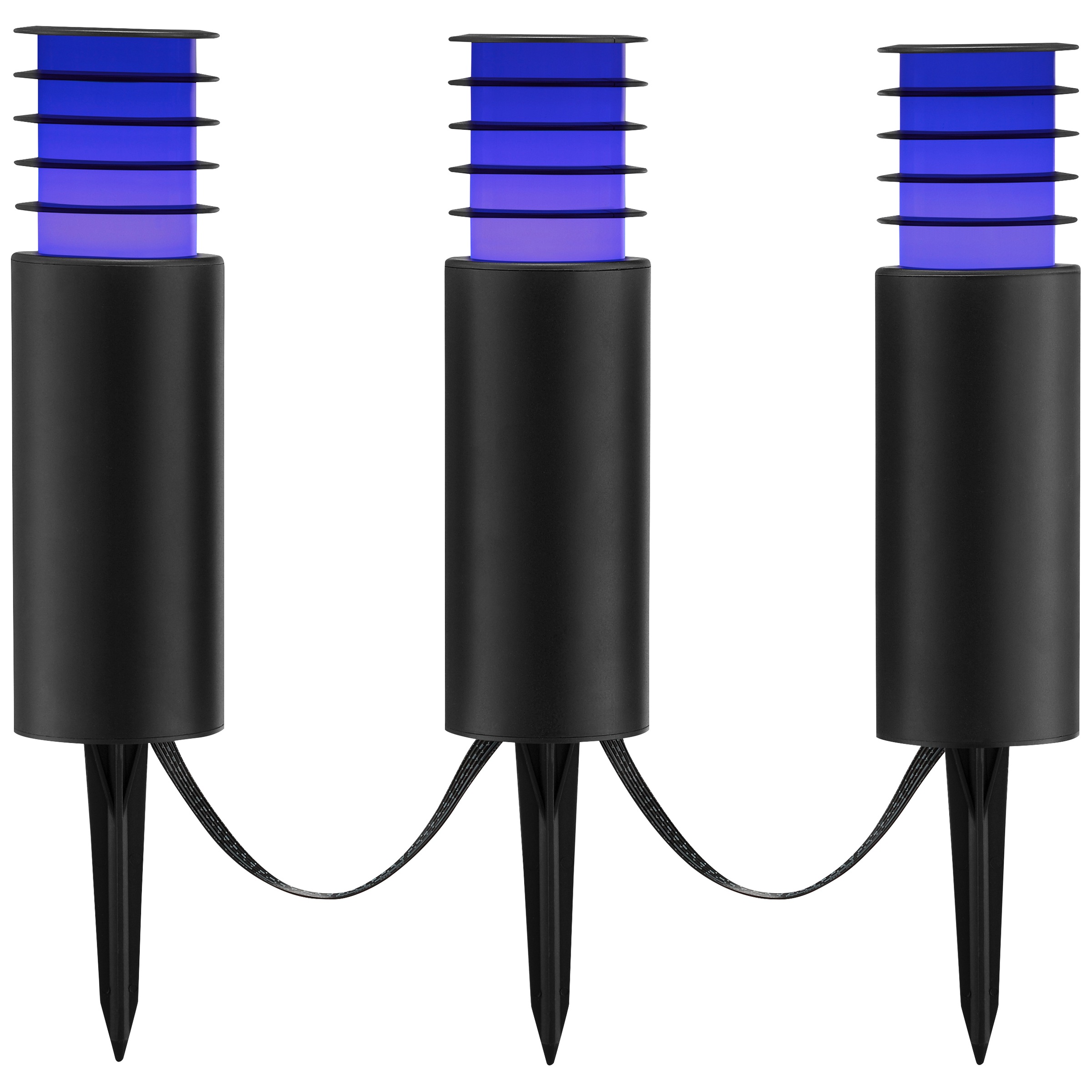 Brilliant LED Gartenleuchte »Carosu« LED-Modul 3 Stk. warmweiß - kaltweiß LED Gartenspieß 3er Set, dimmbar, RGB, CCT, IP44, App steuerbar
