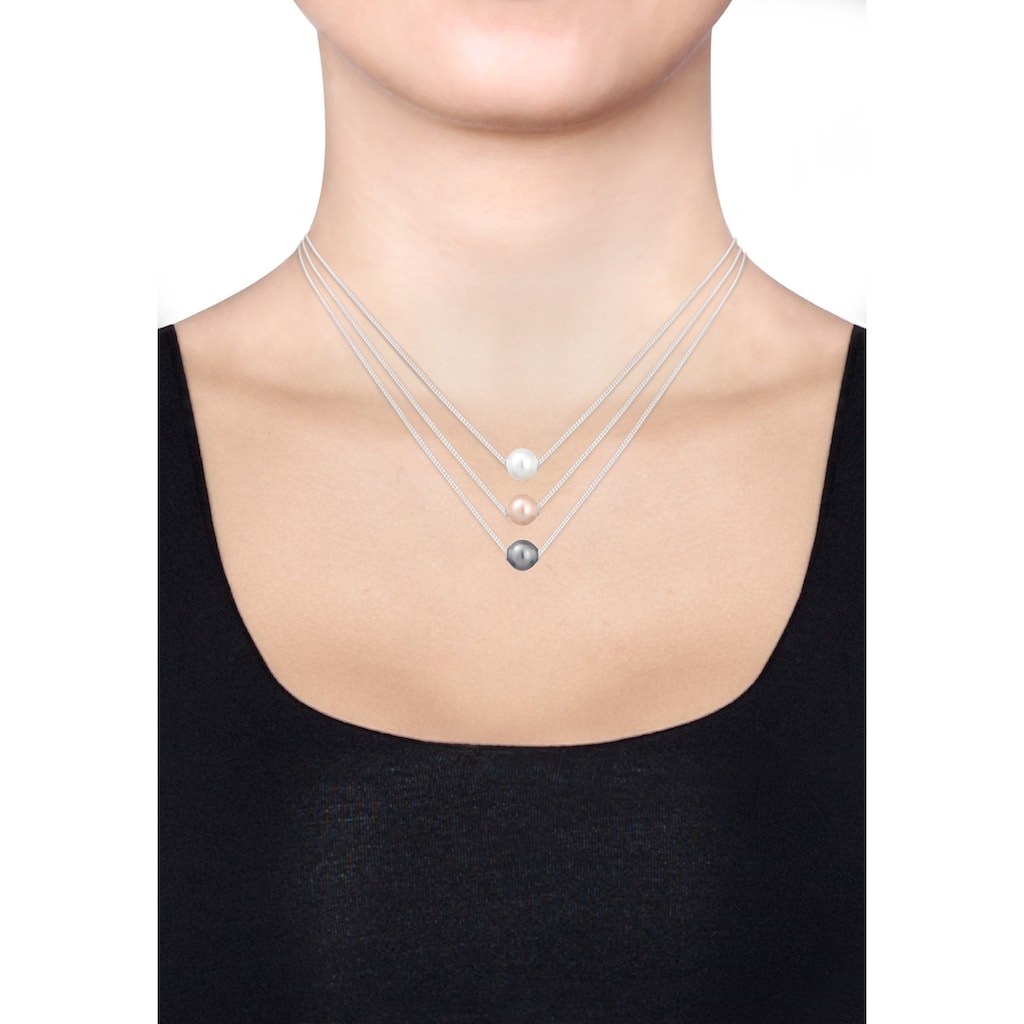 Elli Gliederkette »Layer Kette Synthetische Perlen 925 Silber«