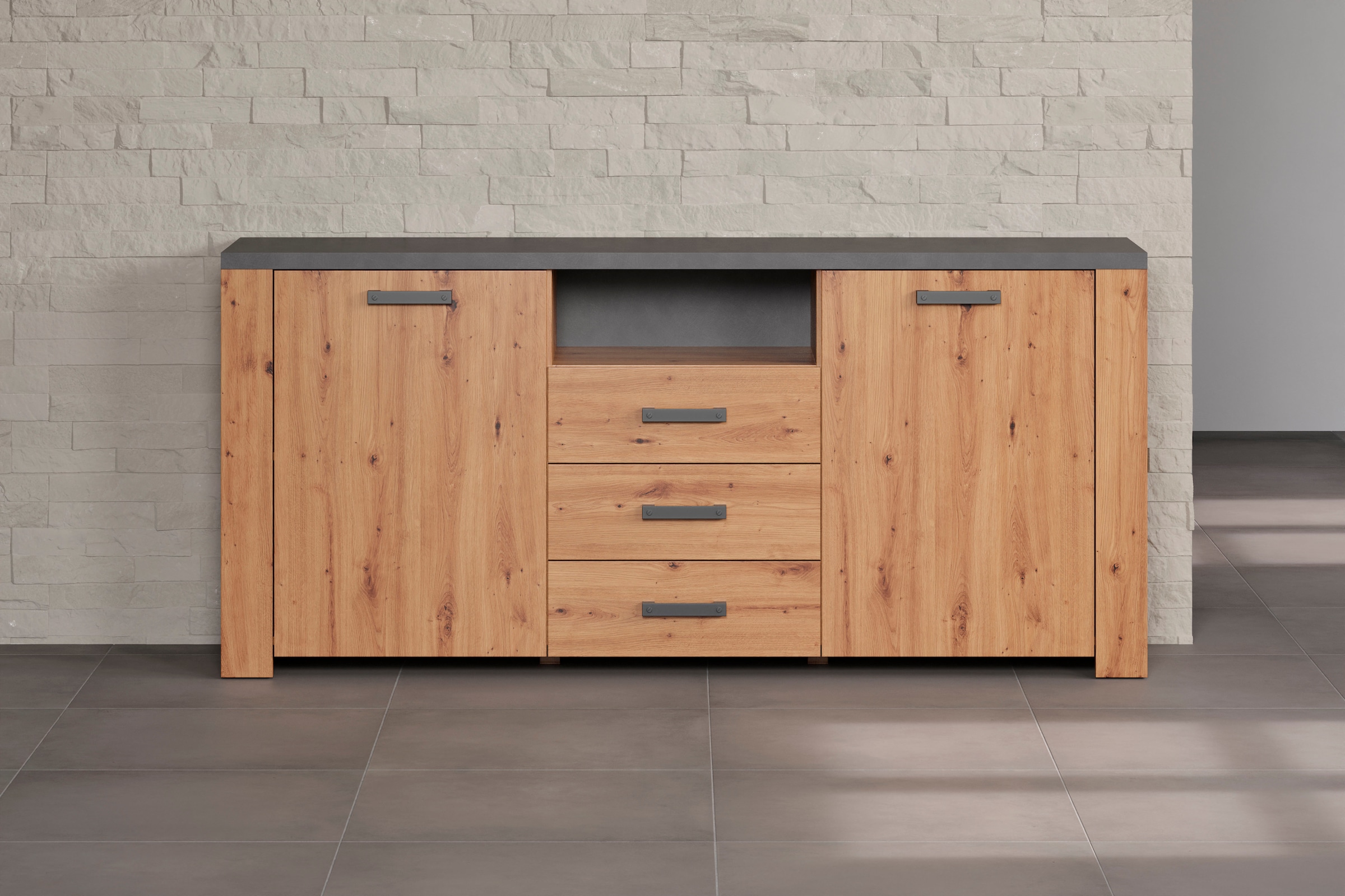 Home affaire Sideboard »Ambres« 1 Stk. tlg. Sideboard, 2 Türen, 3 Schubkast günstig online kaufen