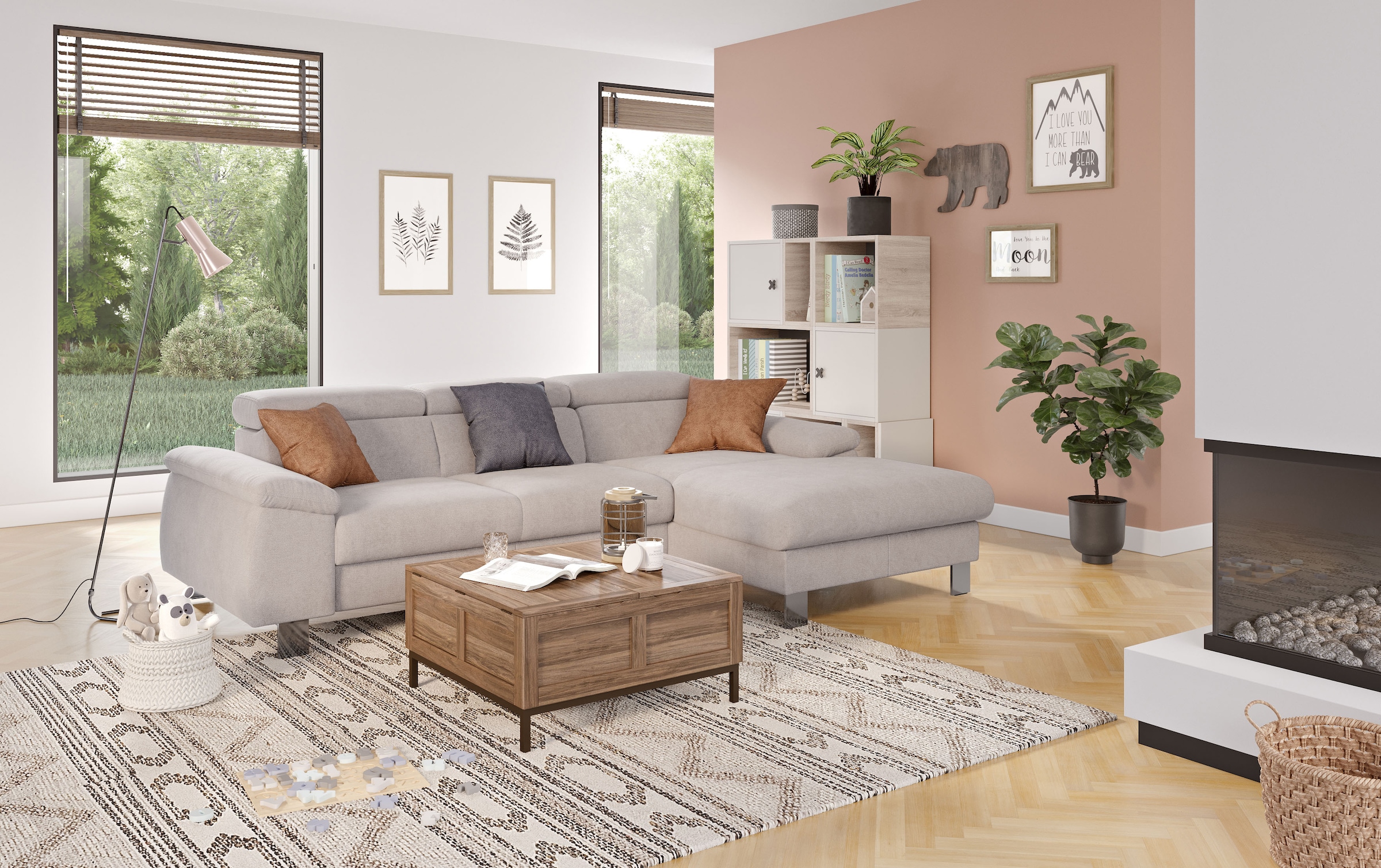 COTTA Ecksofa »Komaris L-Form, B: 244 cm« mit Kopfteilverstellung, optional günstig online kaufen