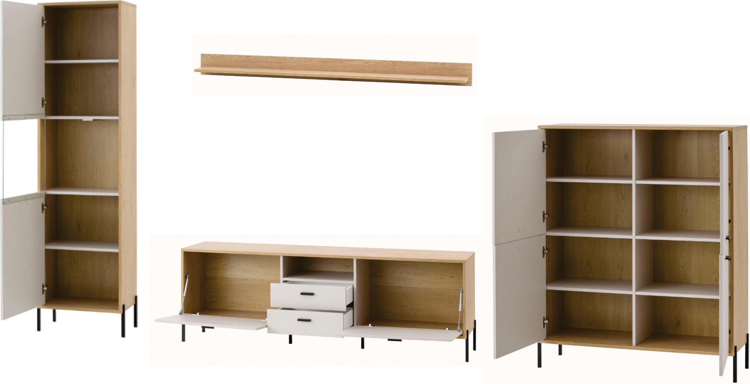 Home affaire Wohnwand »Fredericia, moderne Anbauwand, Komplettset in Kaschmir« Set, 4 Stk. tlg.