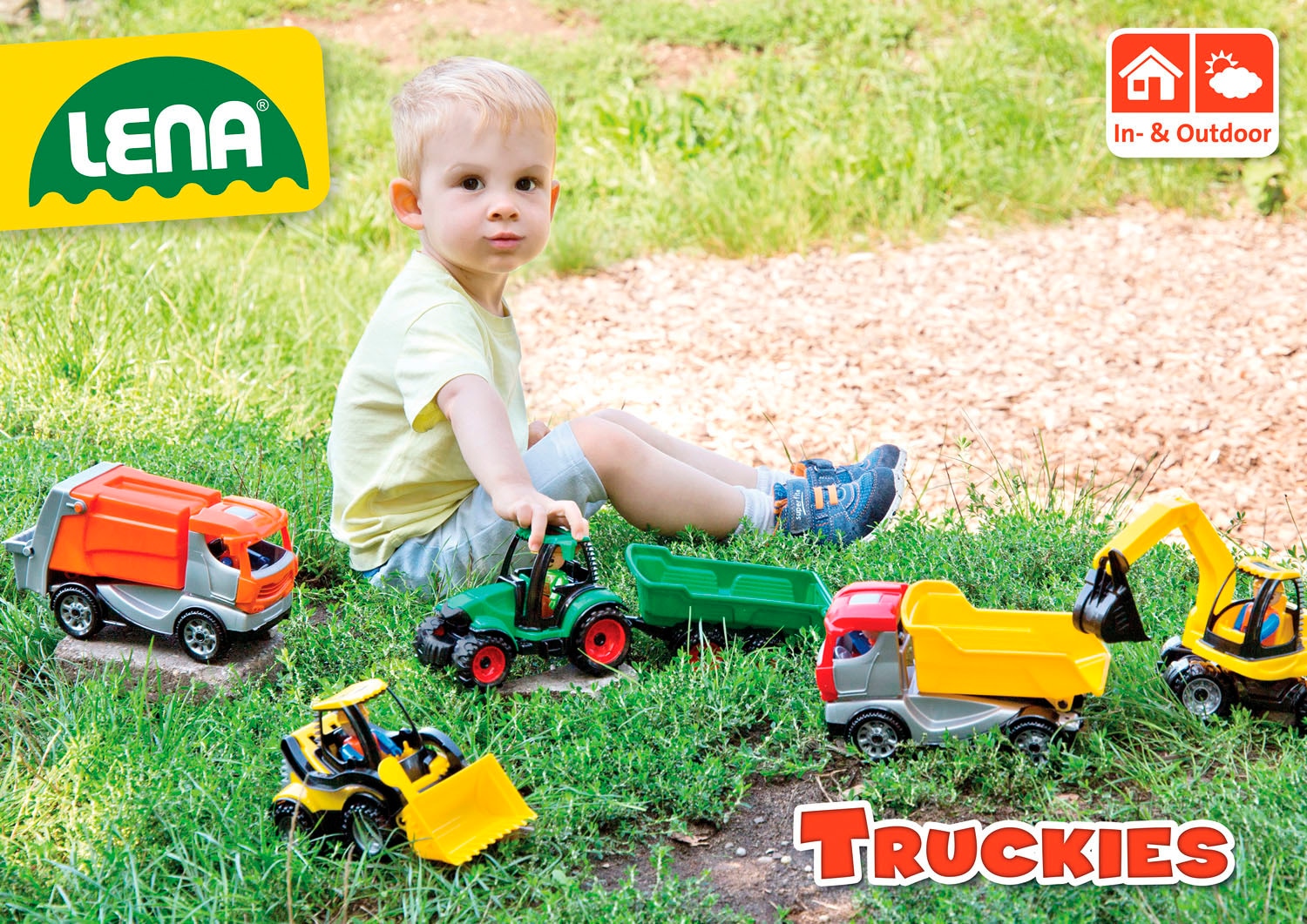 Lena® Spielzeug-Traktor »Truckies« mit Anhänger; inklusive Spielfigur; Made in Europe