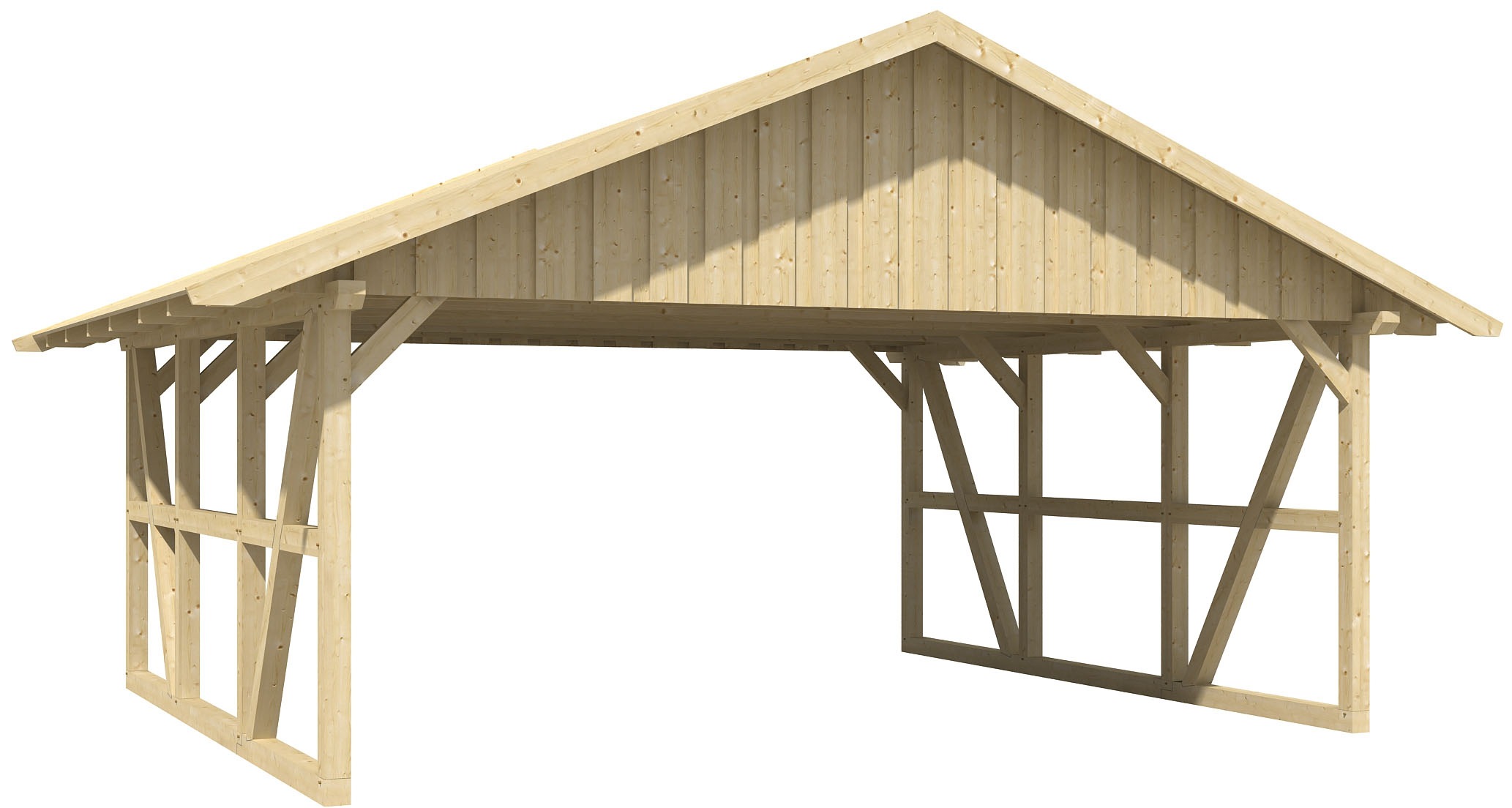 Skanholz Doppelcarport »Schwarzwald«, KVH-Fichte, 560 cm, Natur, mit Dachschalung