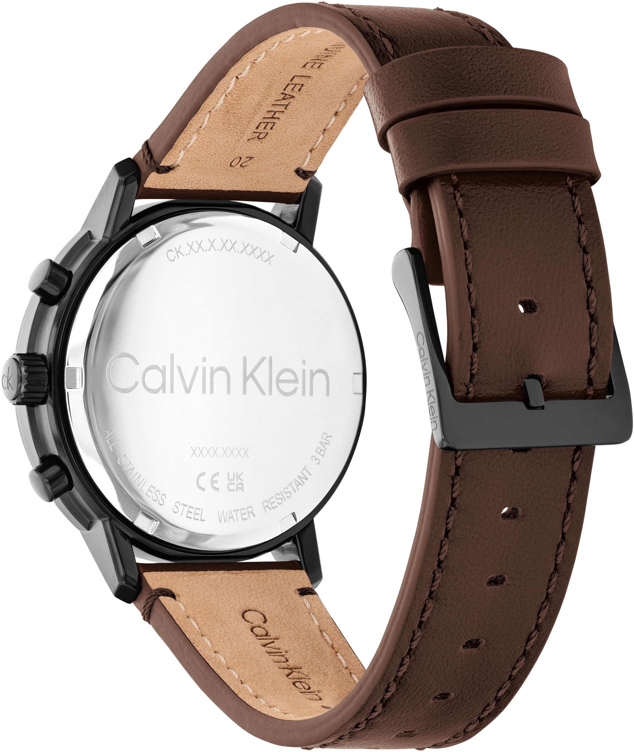 Calvin Klein Multifunktionsuhr »Gauge« Quarzuhr, Armbanduhr, Herrenuhr, Lederarmband, analog